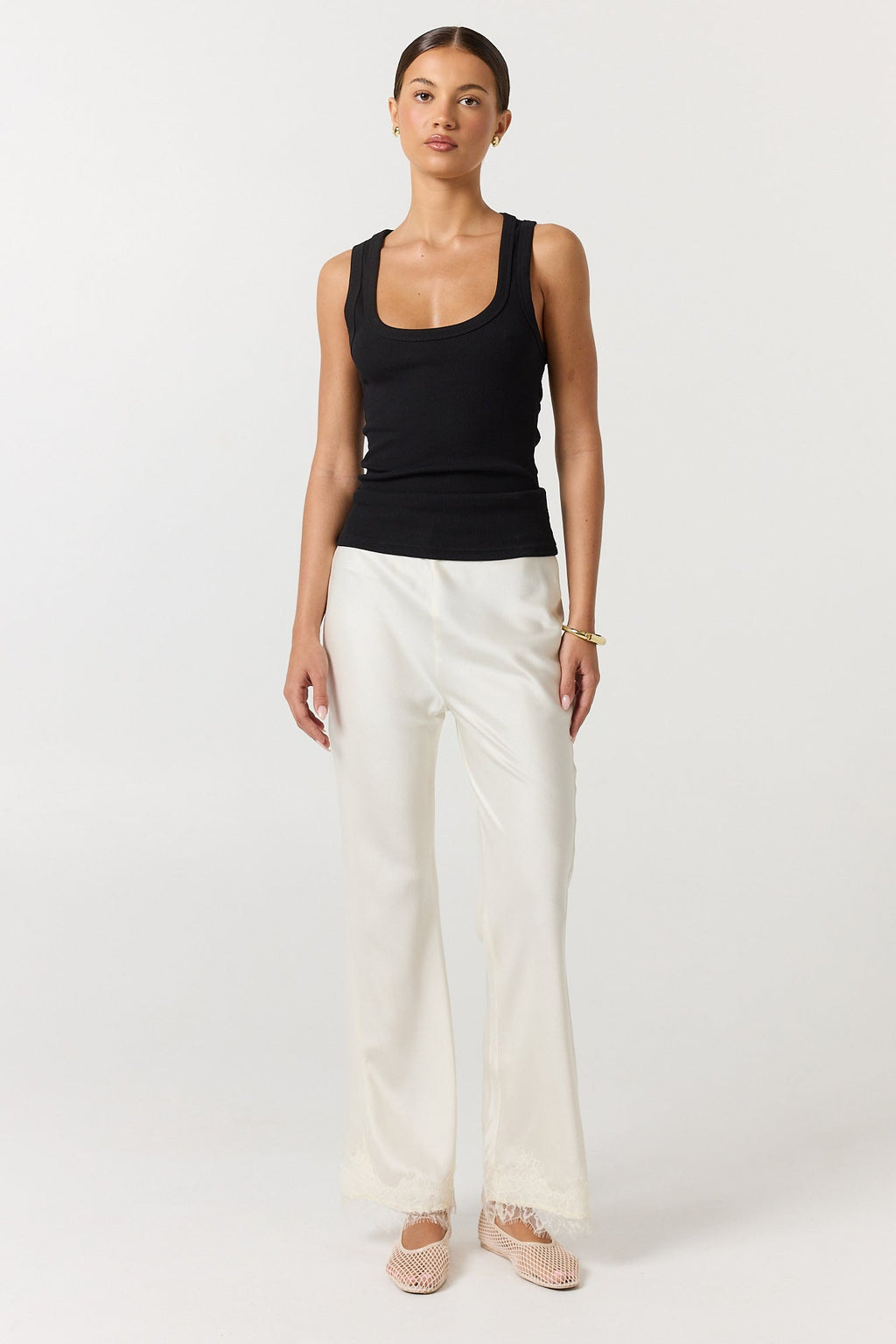 Sasha Bias Lace Pant (Cream)