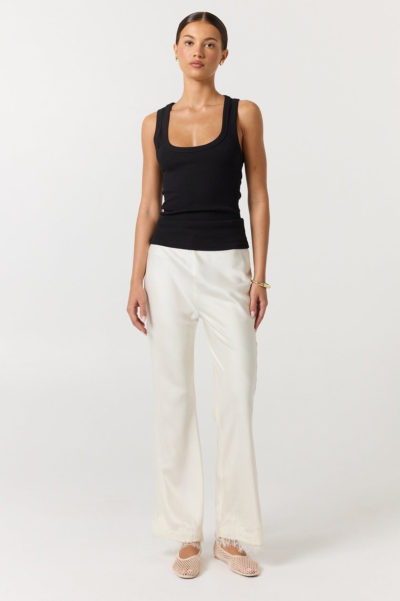 Sasha Bias Lace Pant (Cream)