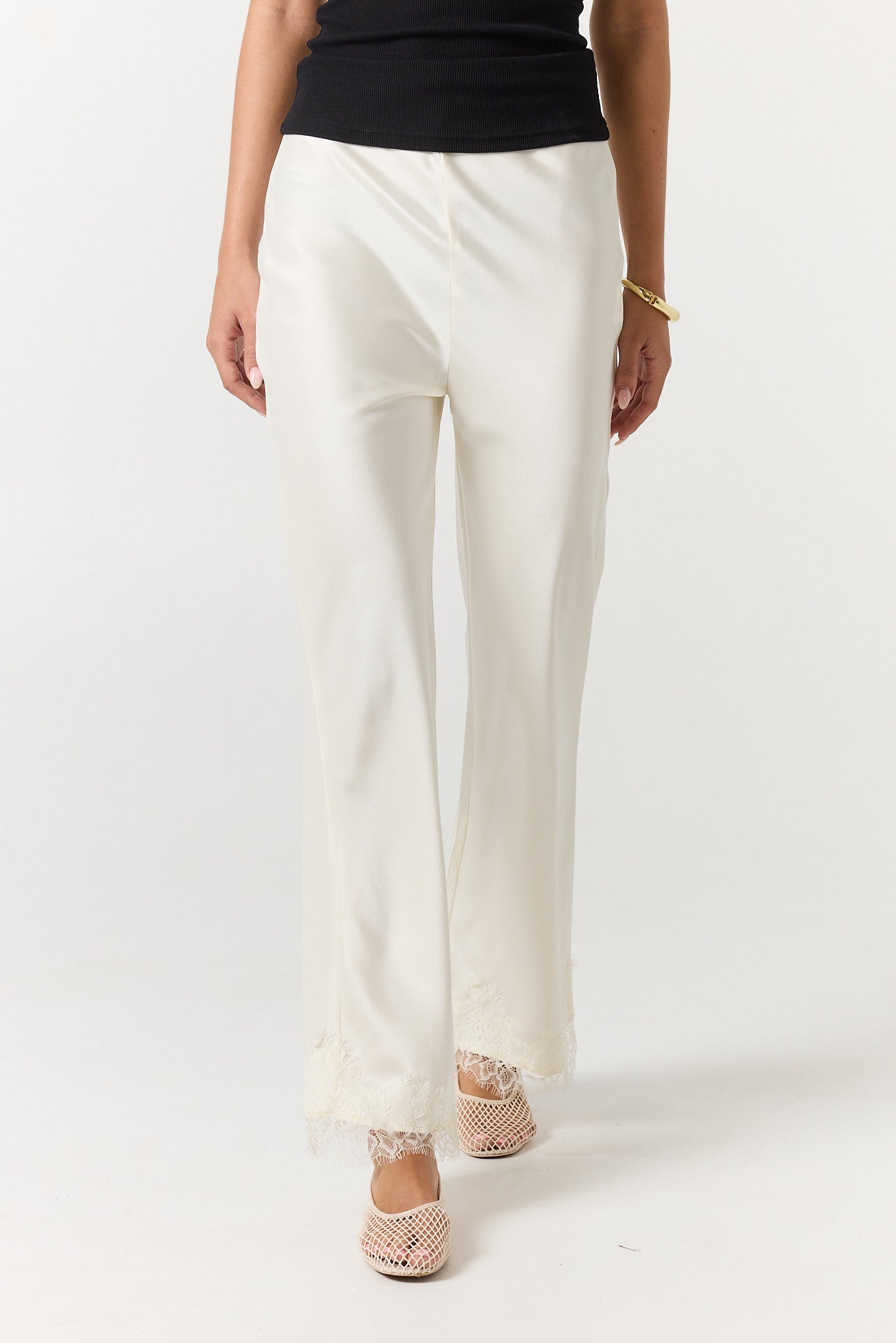 Sasha Bias Lace Pant (Cream)