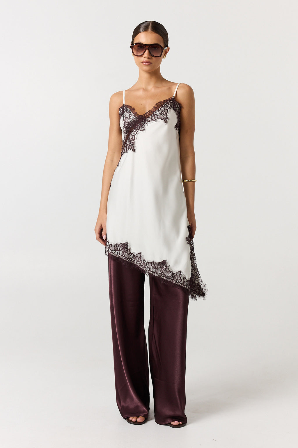 Zeva Asym Lace Cami (Ivory)