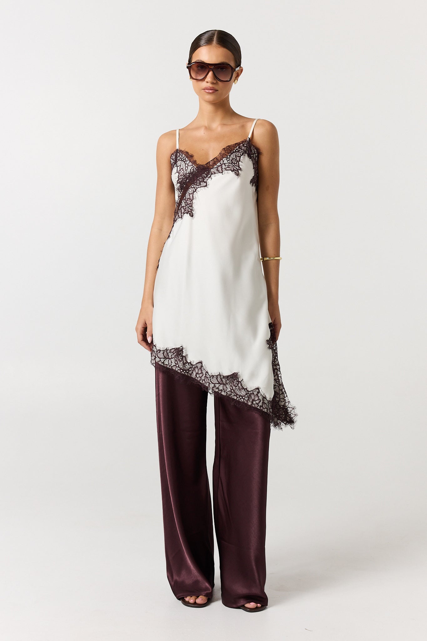 Zeva Asym Lace Cami (Ivory)