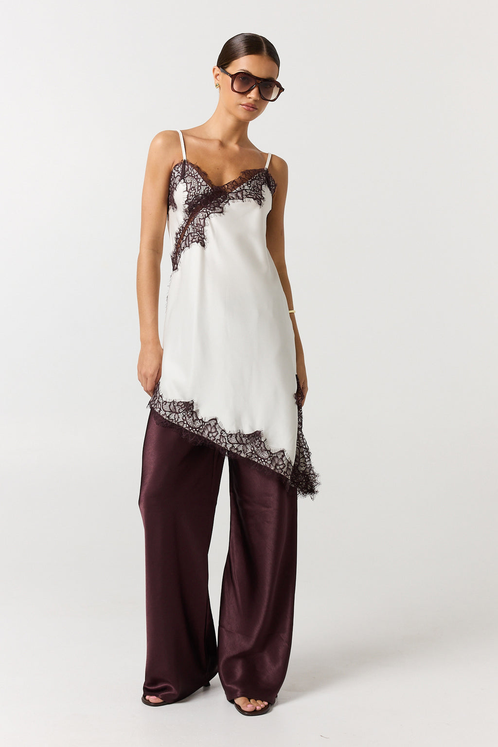 Zeva Asym Lace Cami (Ivory)