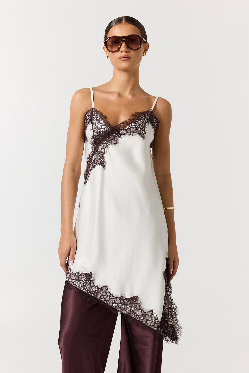 Zeva Asym Lace Cami (Ivory)