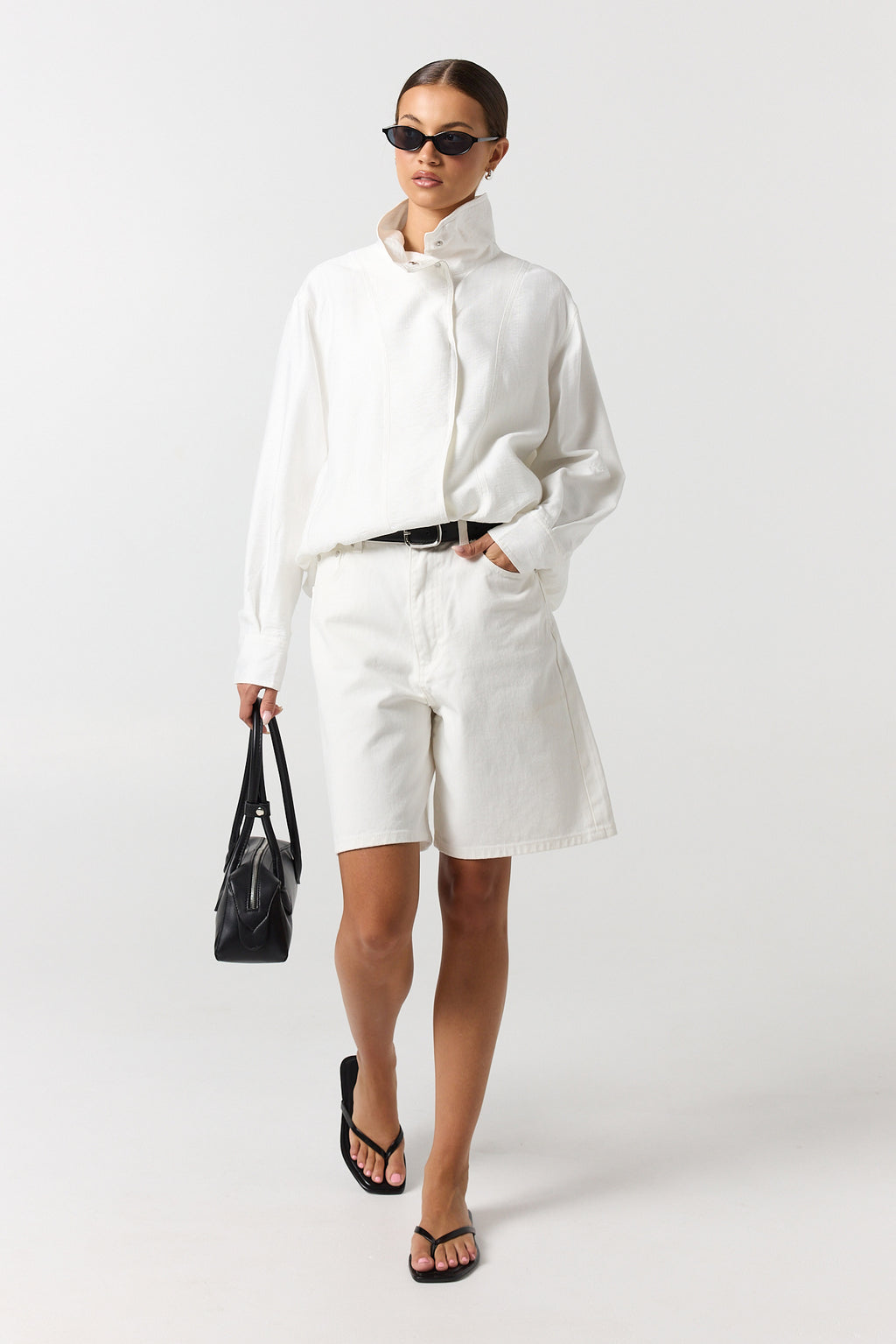 Lara Funnel Neck Bomber (White)