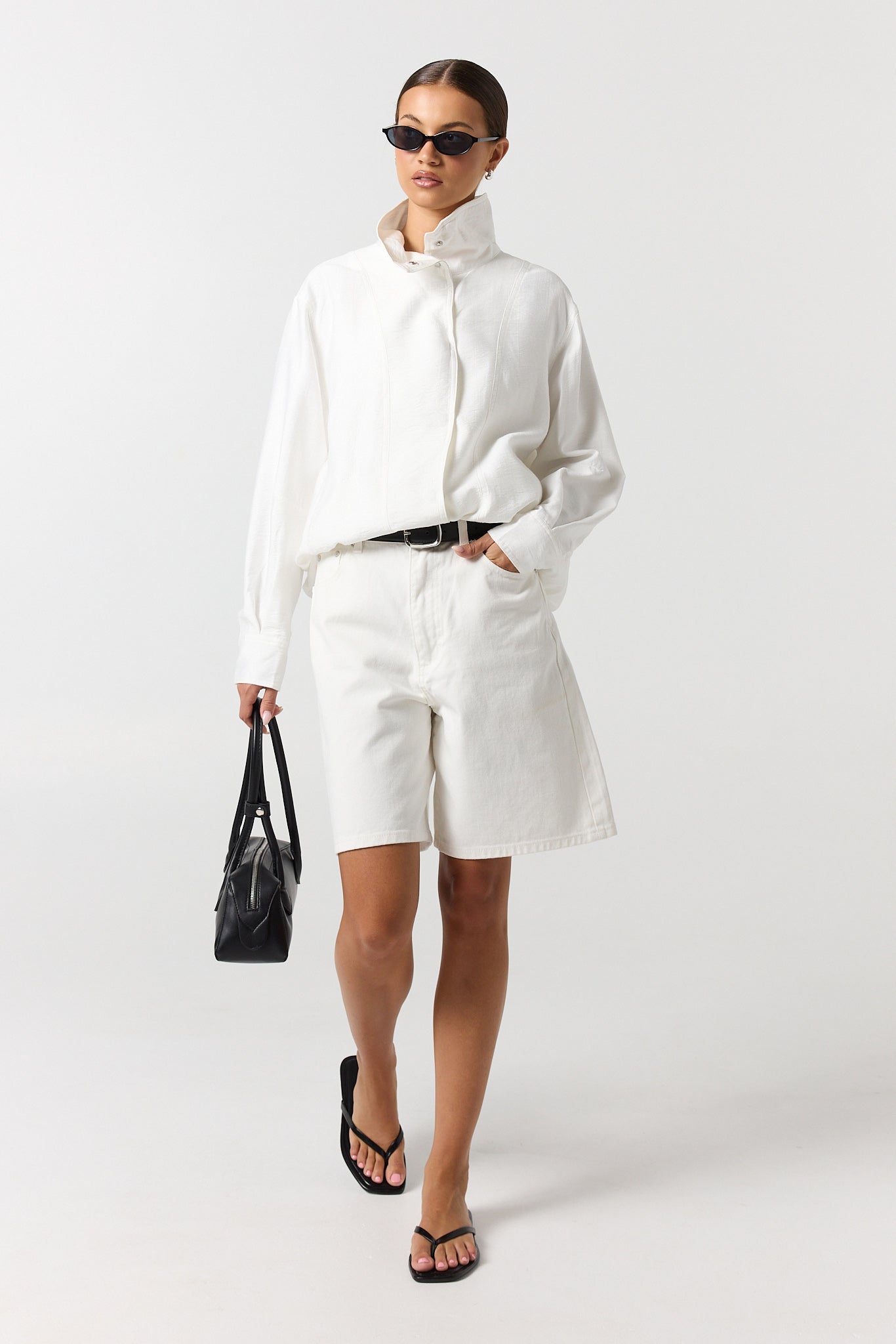 Lara Funnel Neck Bomber (White)