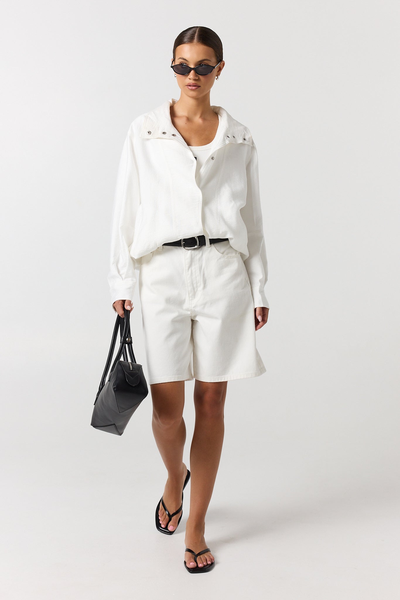 Lara Funnel Neck Bomber (White)