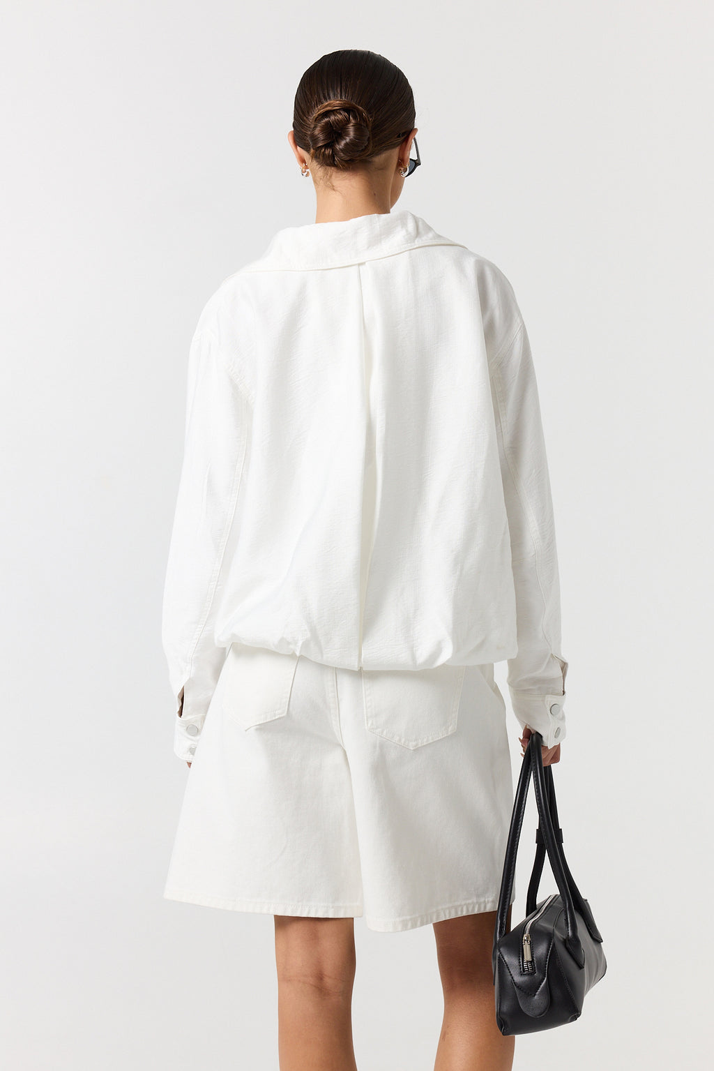 Lara Funnel Neck Bomber (White)