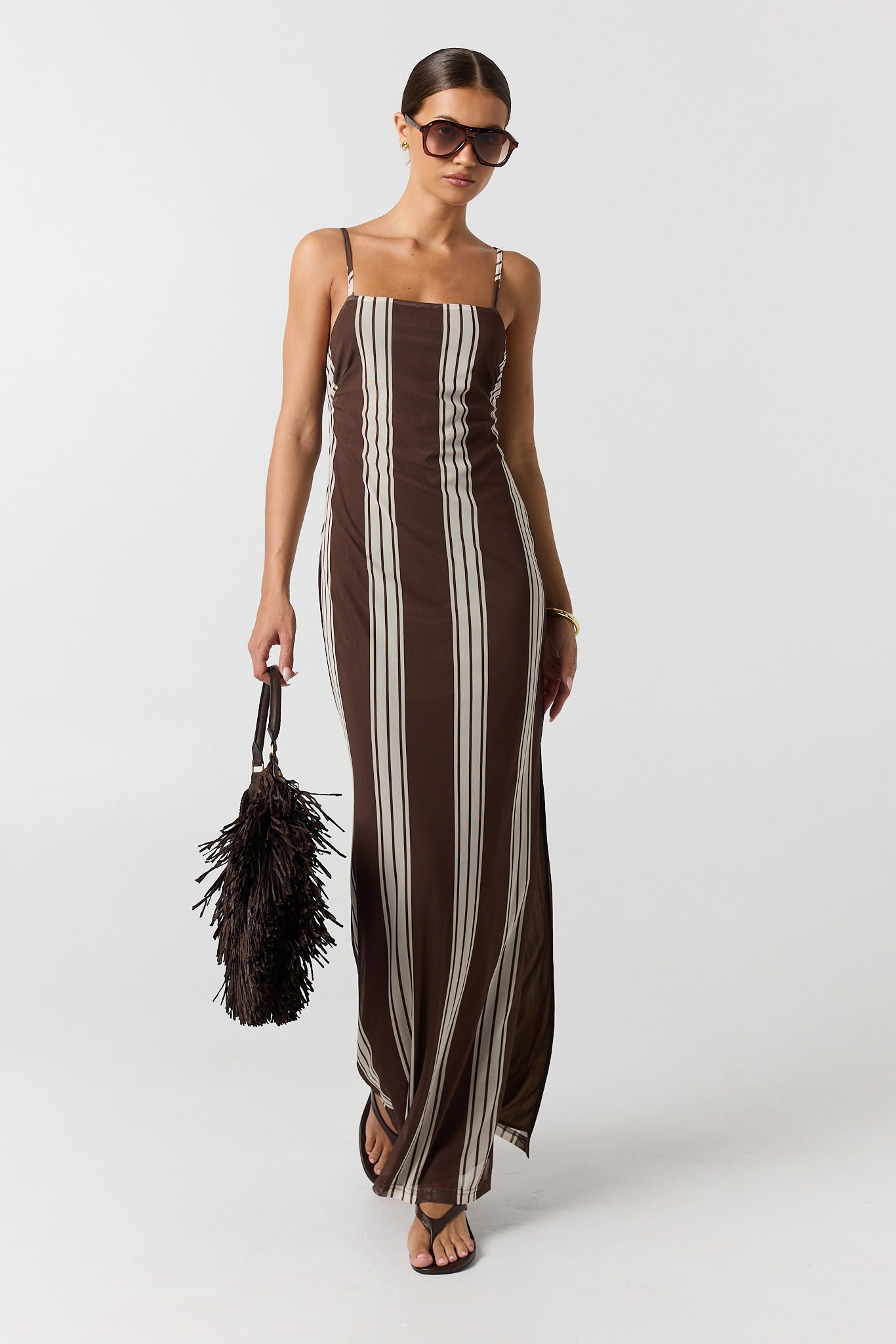 Demi Maxi Dress (Choc/Beige Stripe), 14 Demi Maxi Dress (Choc/Beige Stripe), 14