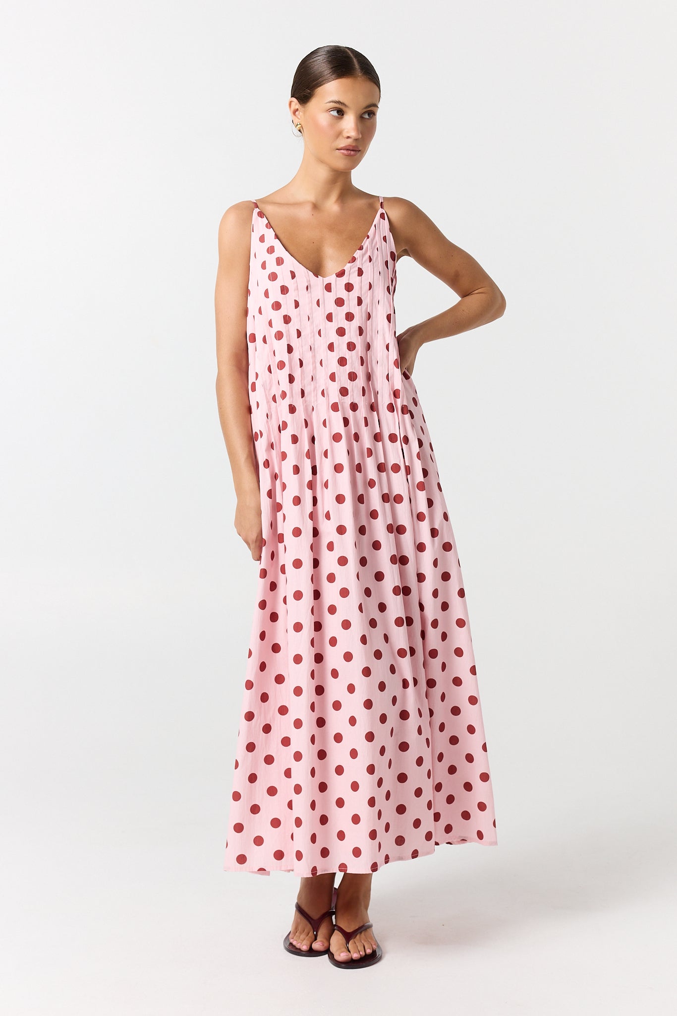 Conni Maxi Dress (Pink/Red Polka)