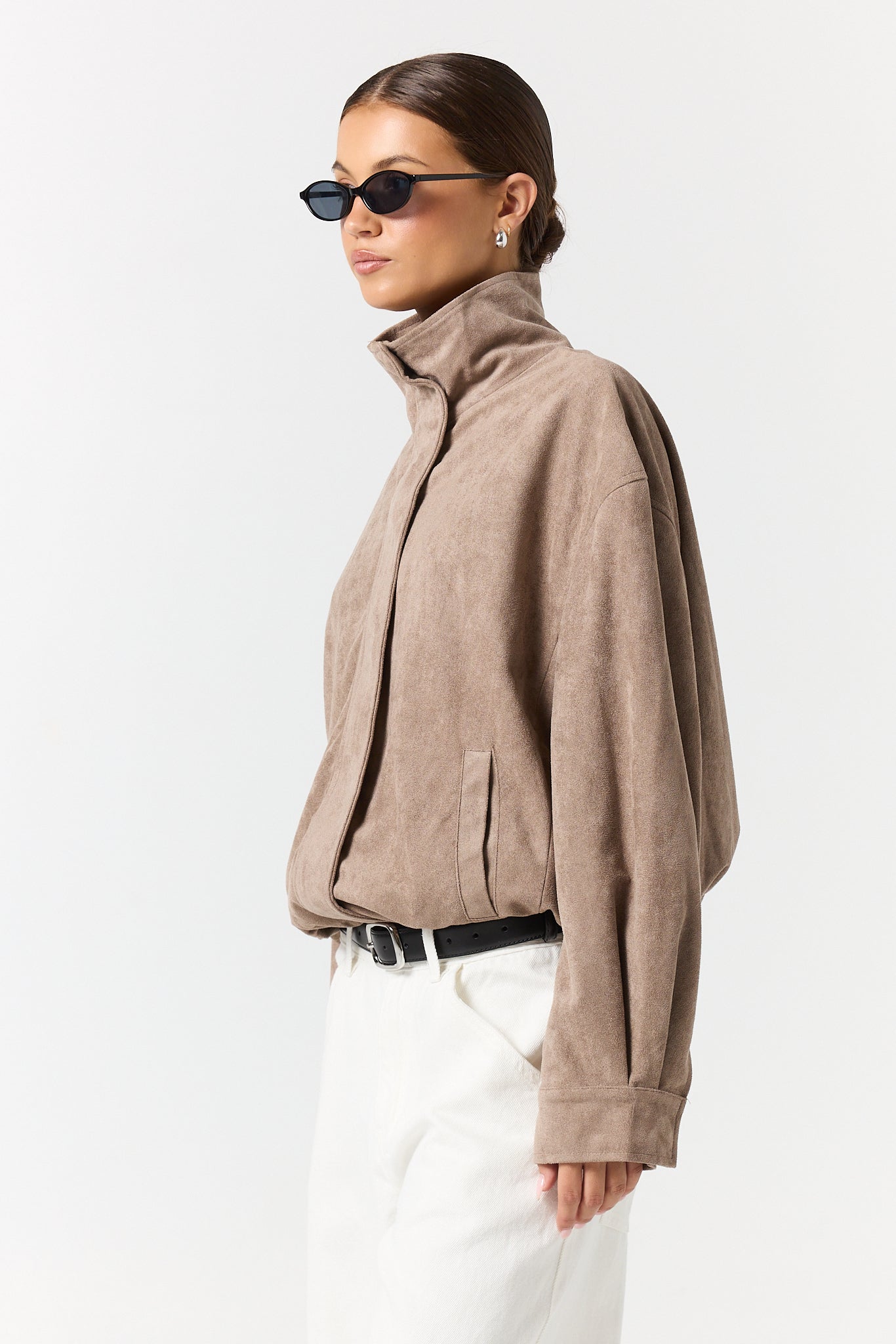 Sutton Funnel Bomber Jacket (Taupe)
