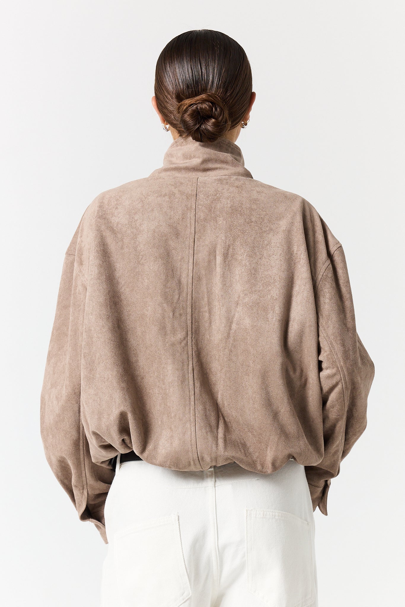 Sutton Funnel Bomber Jacket (Taupe)