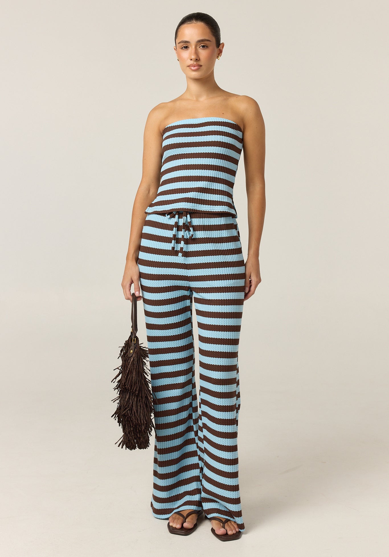 Yasmin Knit Set (Choc/Blue Stripe)