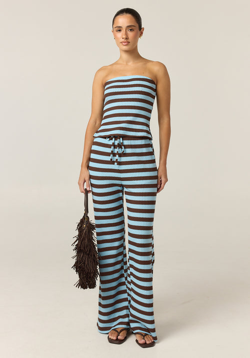 Yasmin Knit Set (Choc/Blue Stripe)