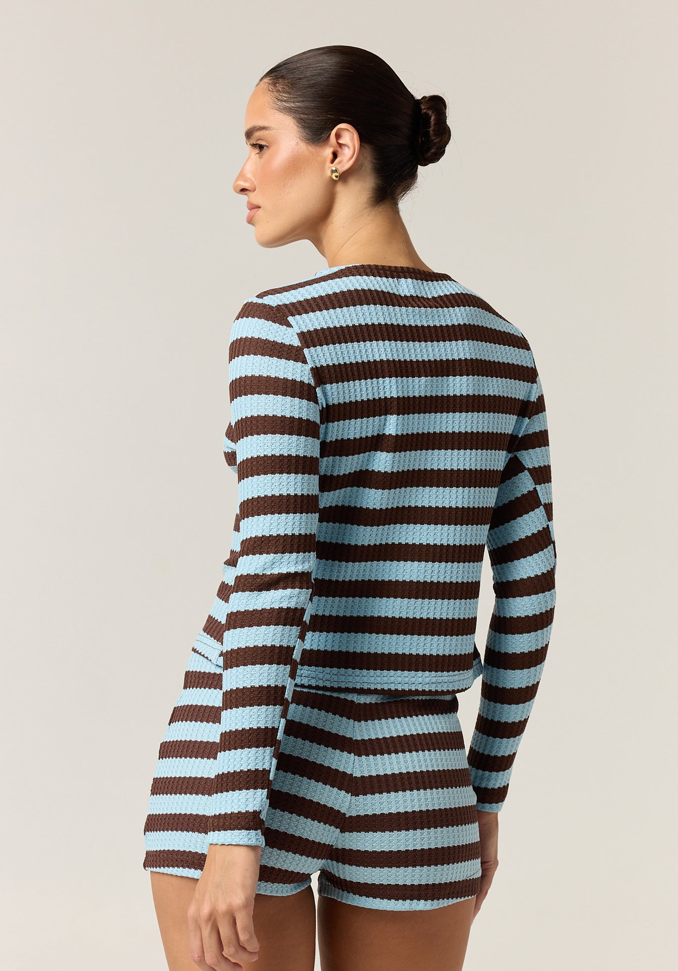 Maisie Knit Set (Choc/Blue Stripe)