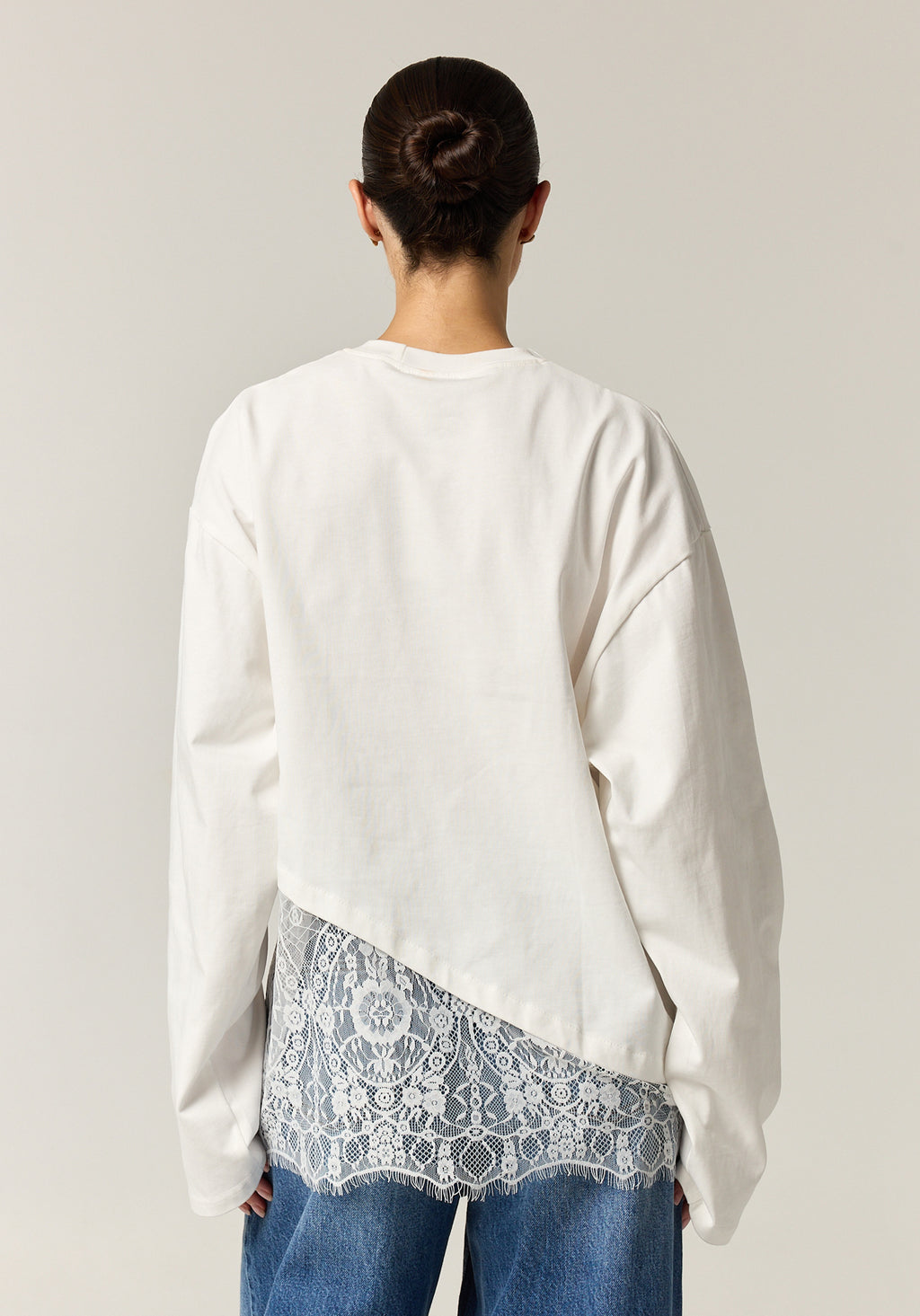 Cleo Lace Long Sleeve Tee (White)