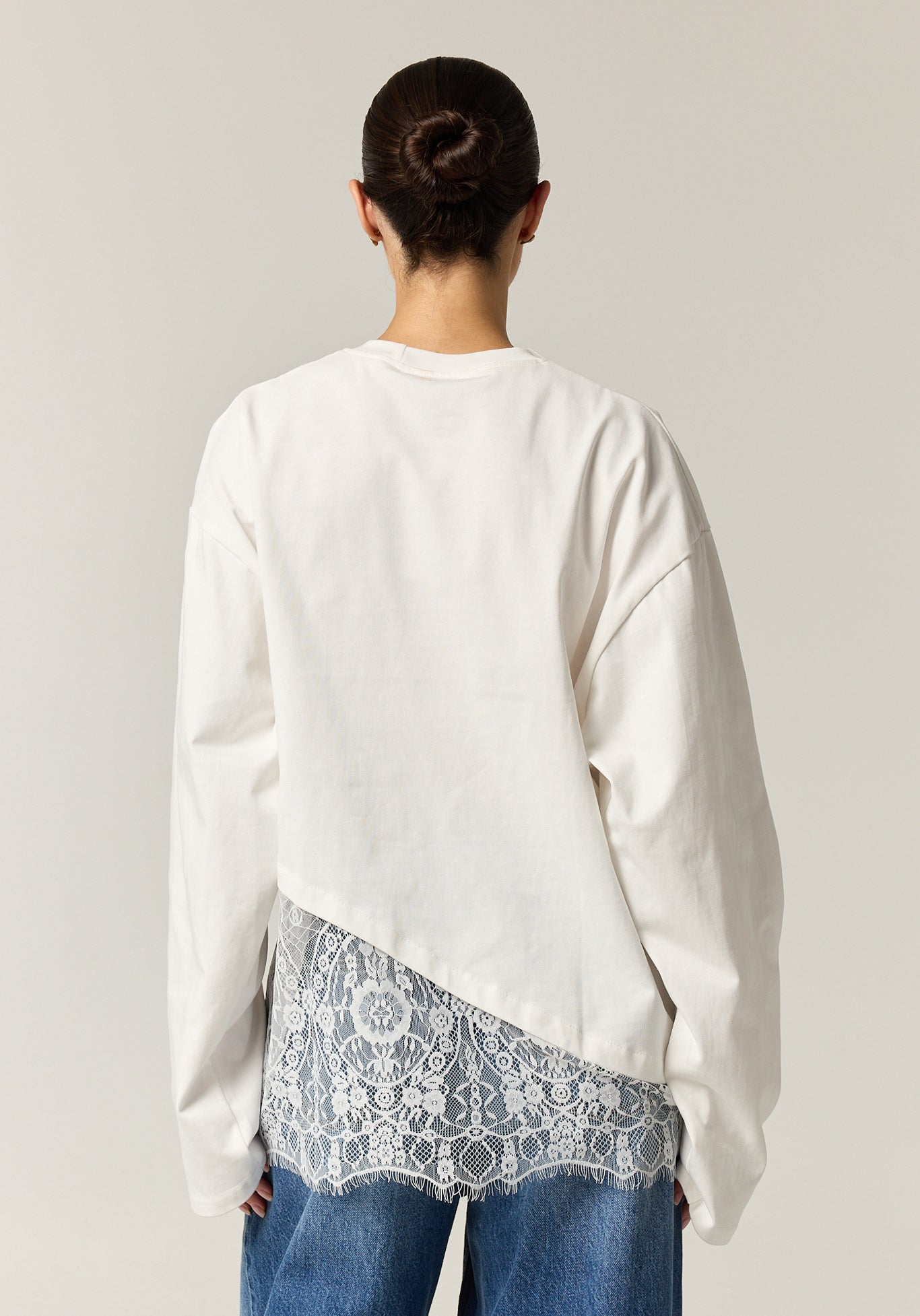 Cleo Lace Long Sleeve Tee (White)
