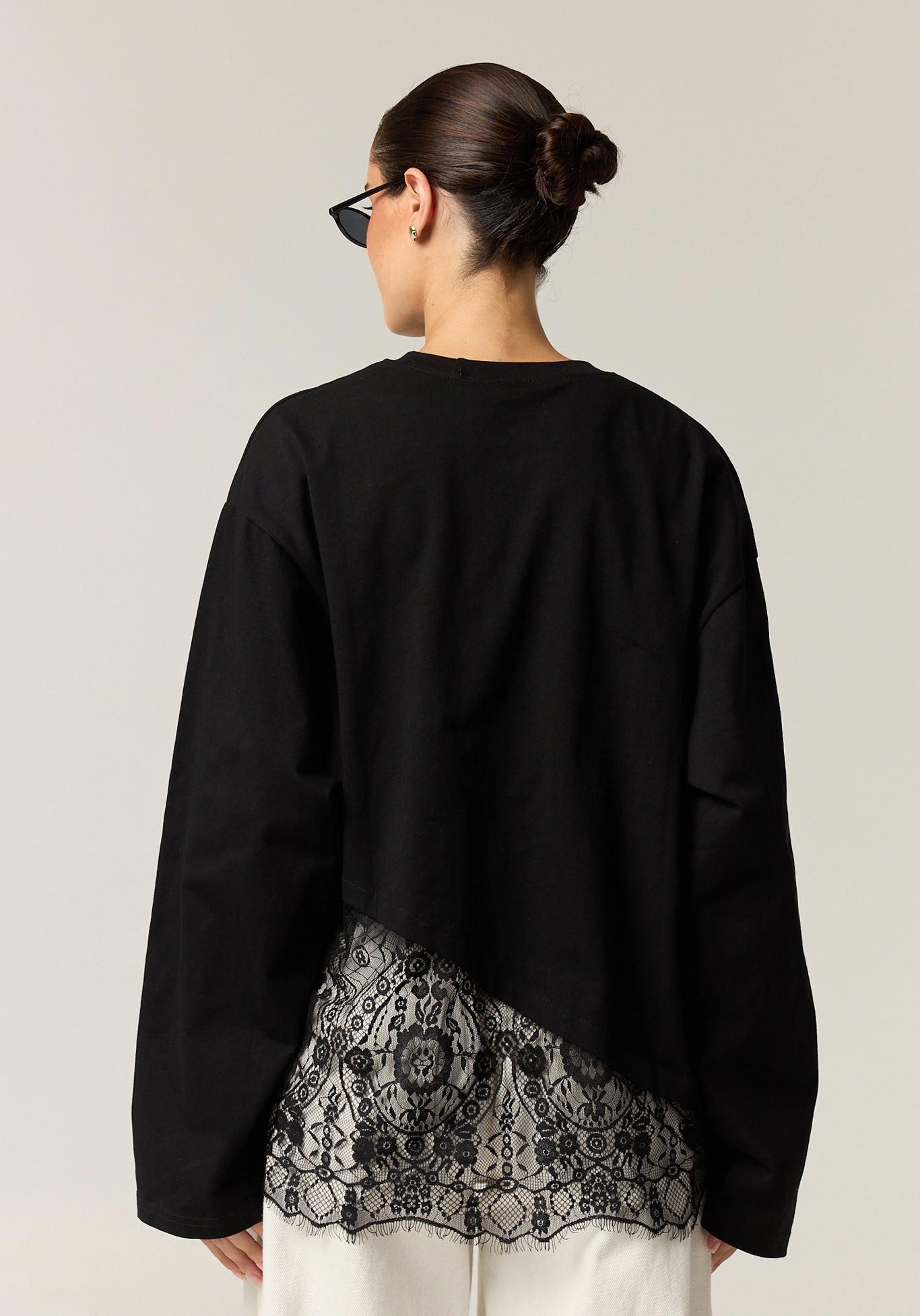 Cleo Lace Long Sleeve Tee (Black)