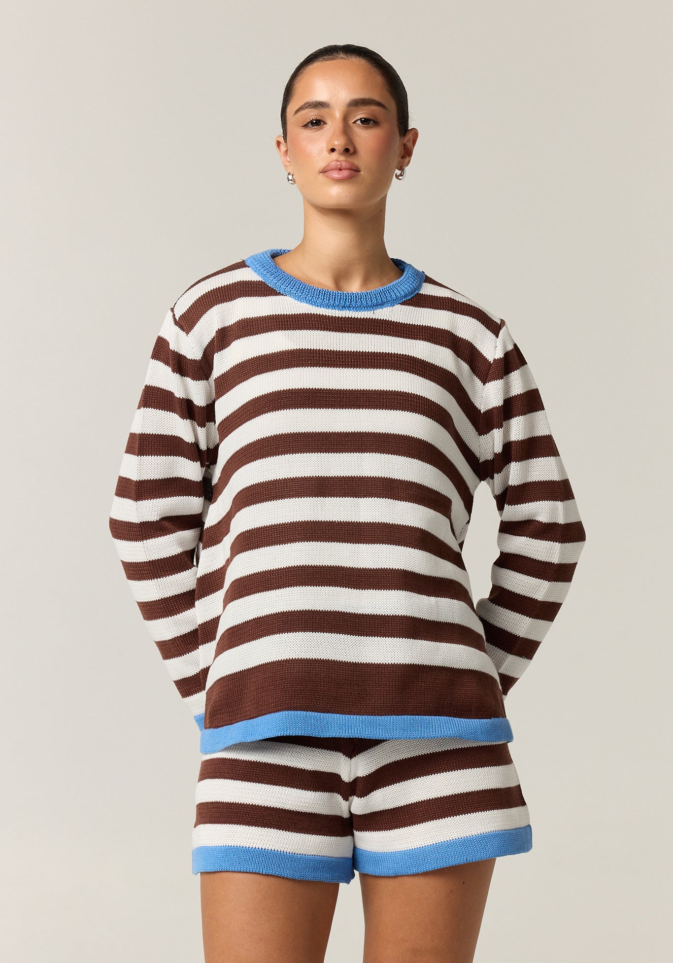 Esme Knit Set (Choc/White Stripe)