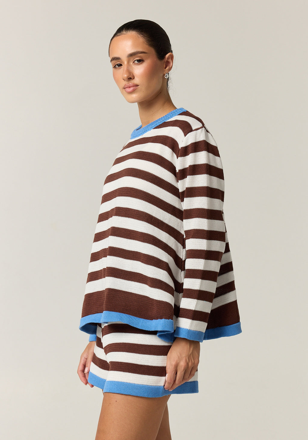 Esme Knit Set (Choc/White Stripe)