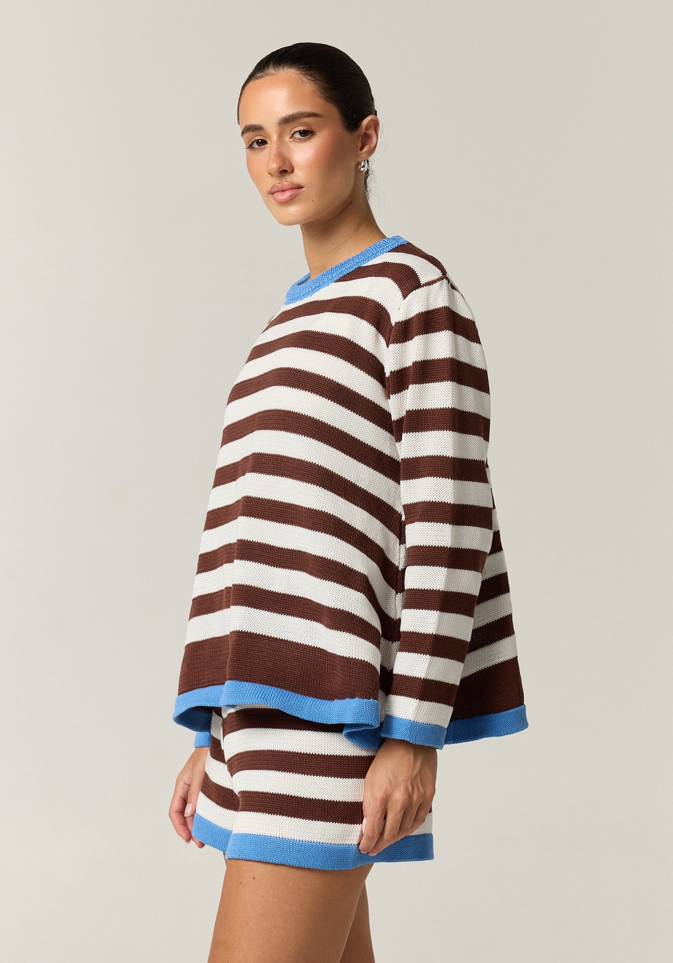 Esme Knit Set (Choc/White Stripe)