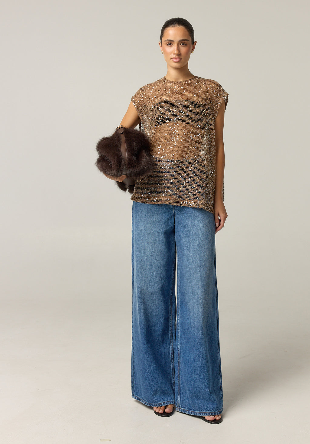 Edela Sequin Top (Chocolate)