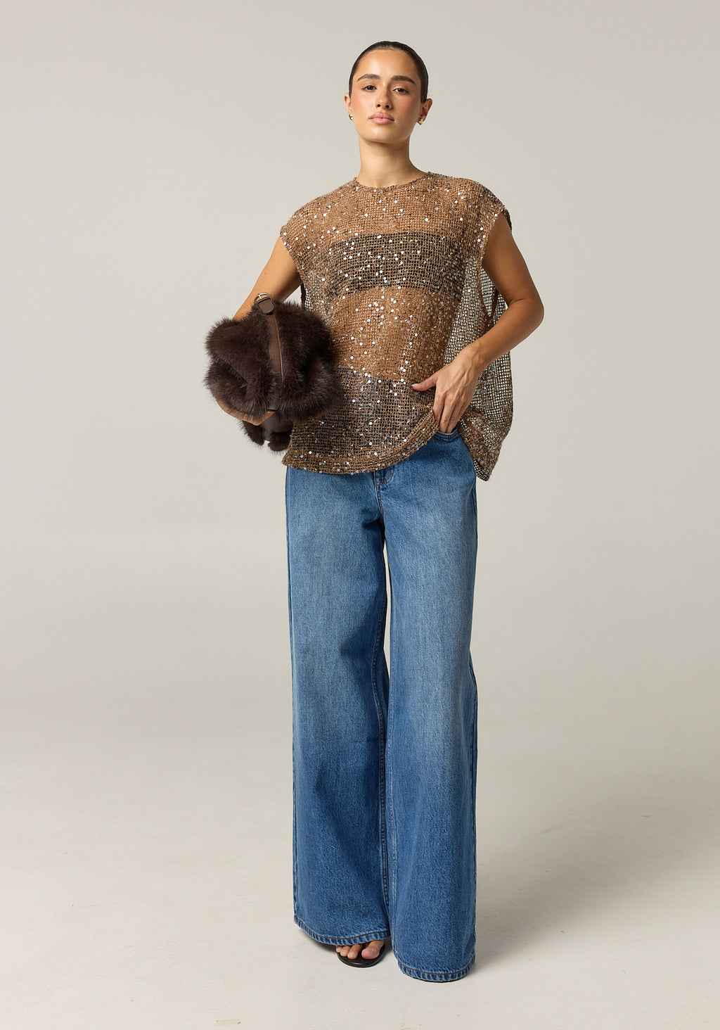 Edela Sequin Top (Chocolate)