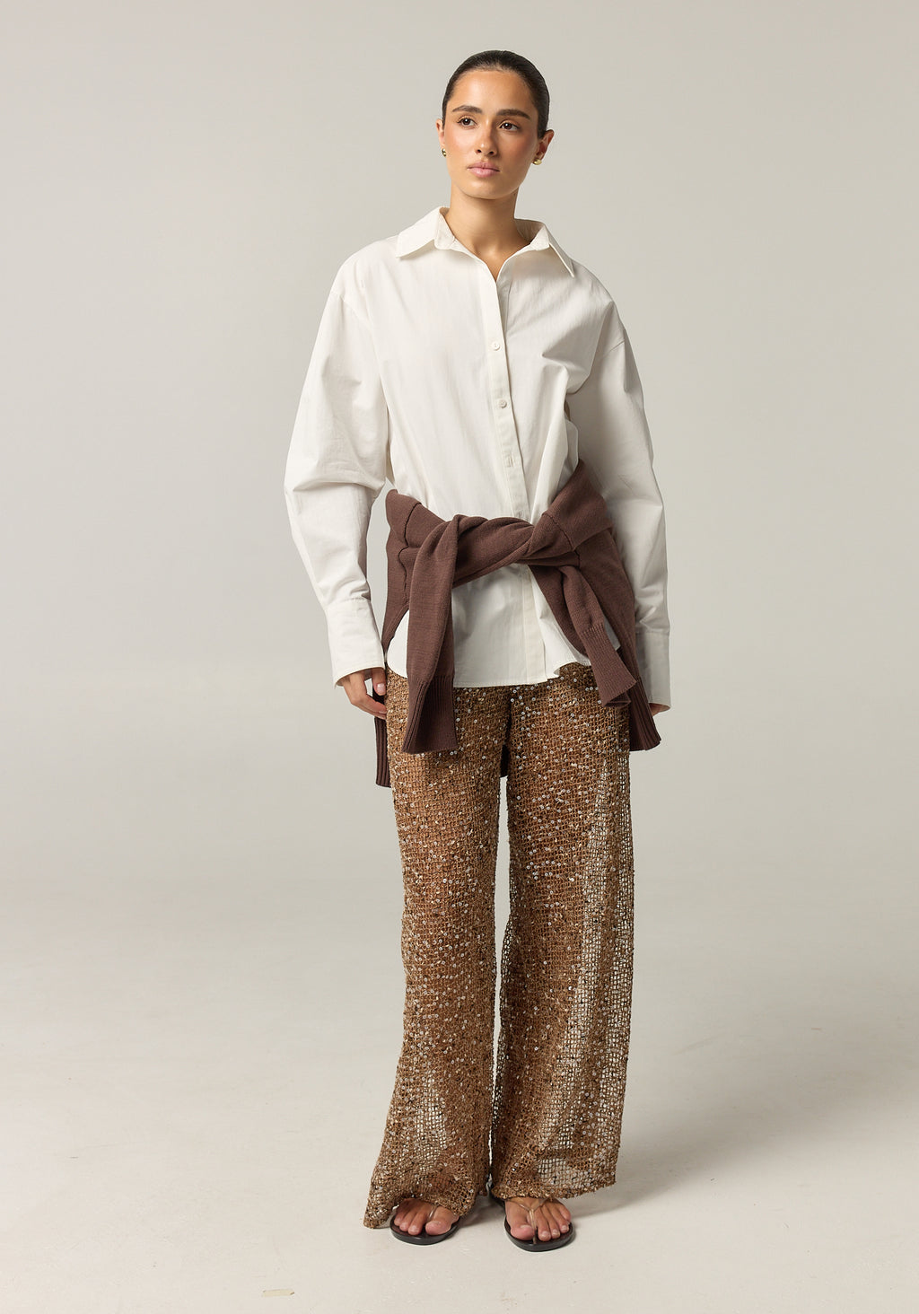 Edela Wide Leg Sequin Pant (Chocolate)
