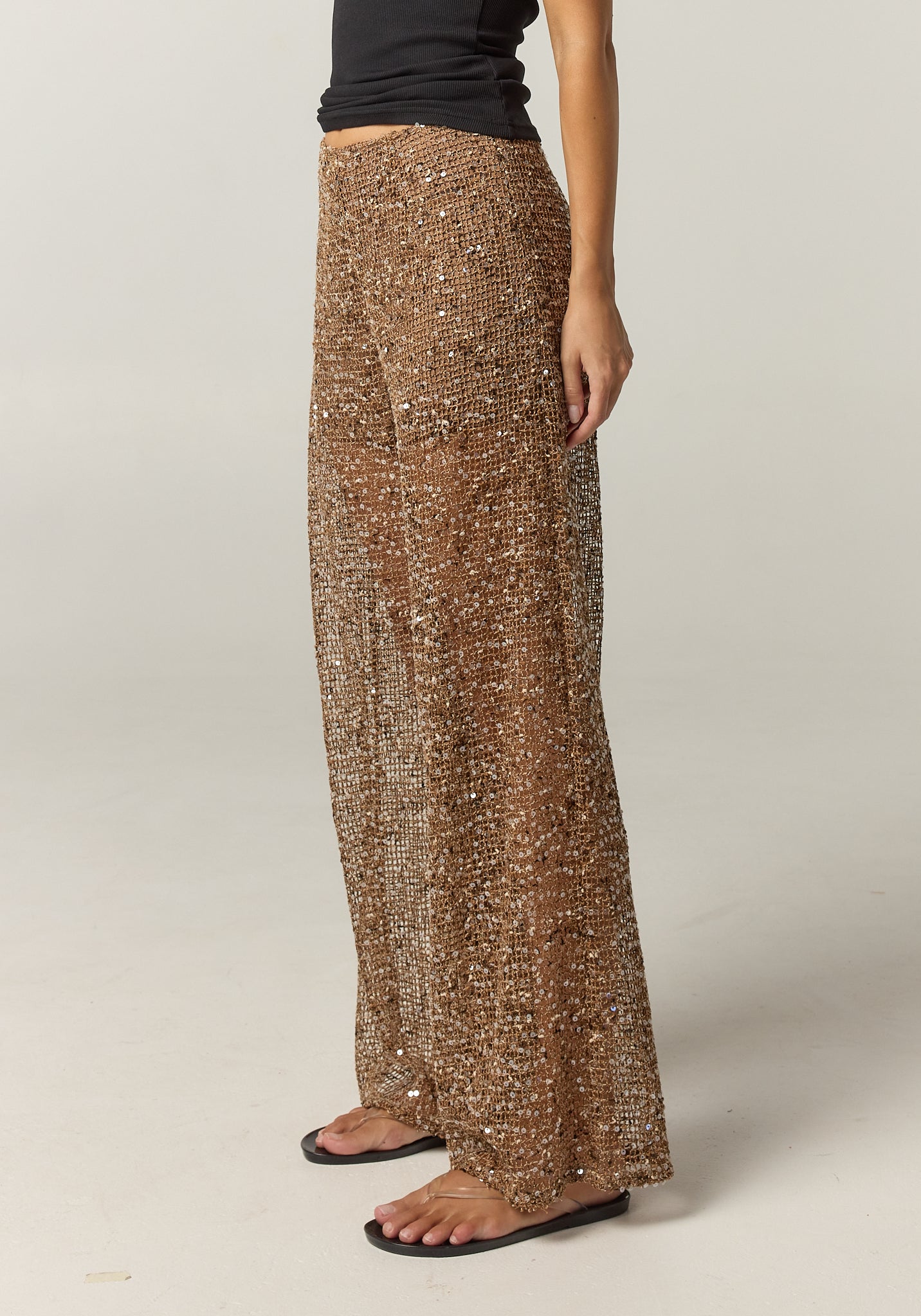 Edela Wide Leg Sequin Pant (Chocolate)