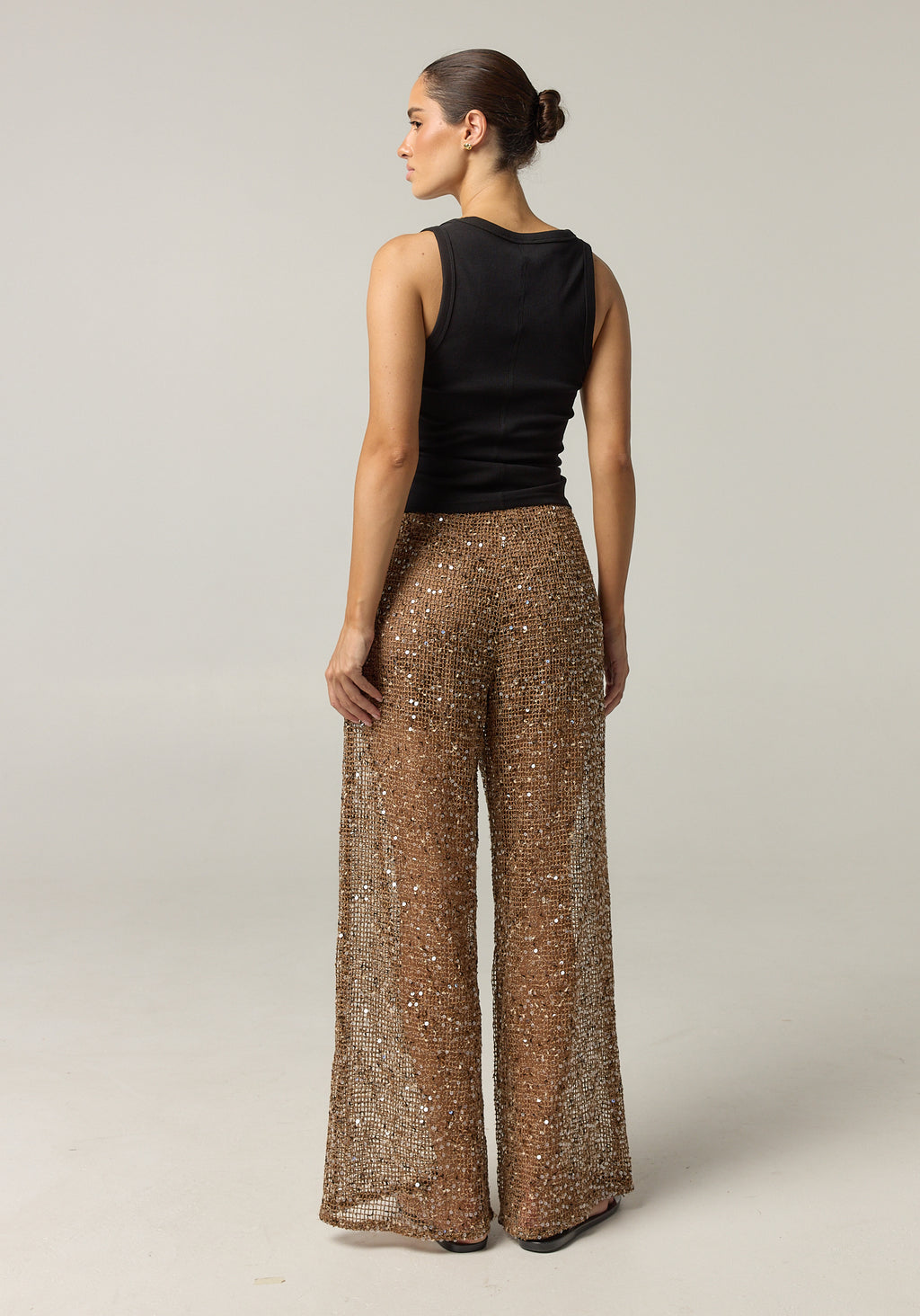 Edela Wide Leg Sequin Pant (Chocolate)