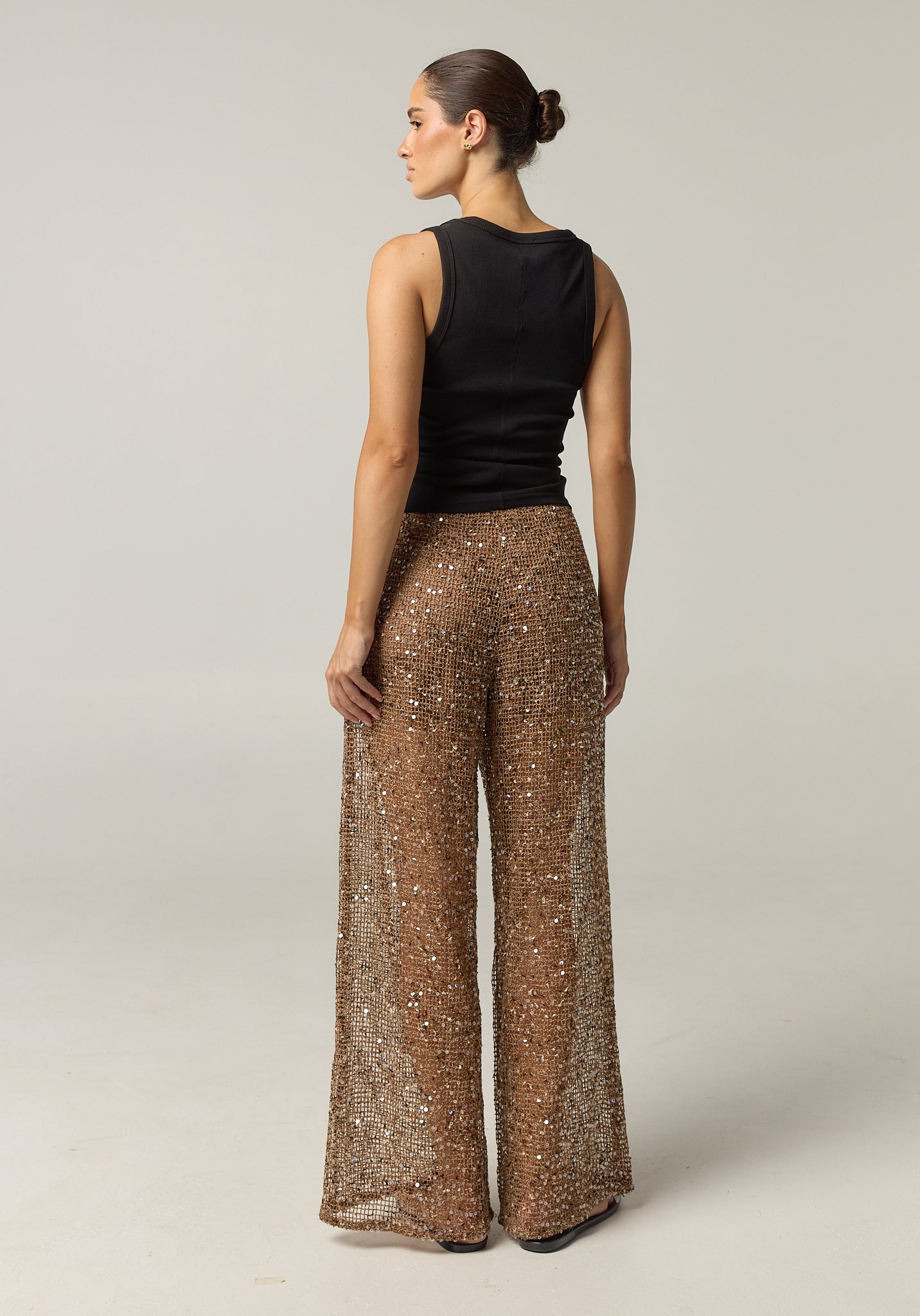 Edela Wide Leg Sequin Pant (Chocolate)