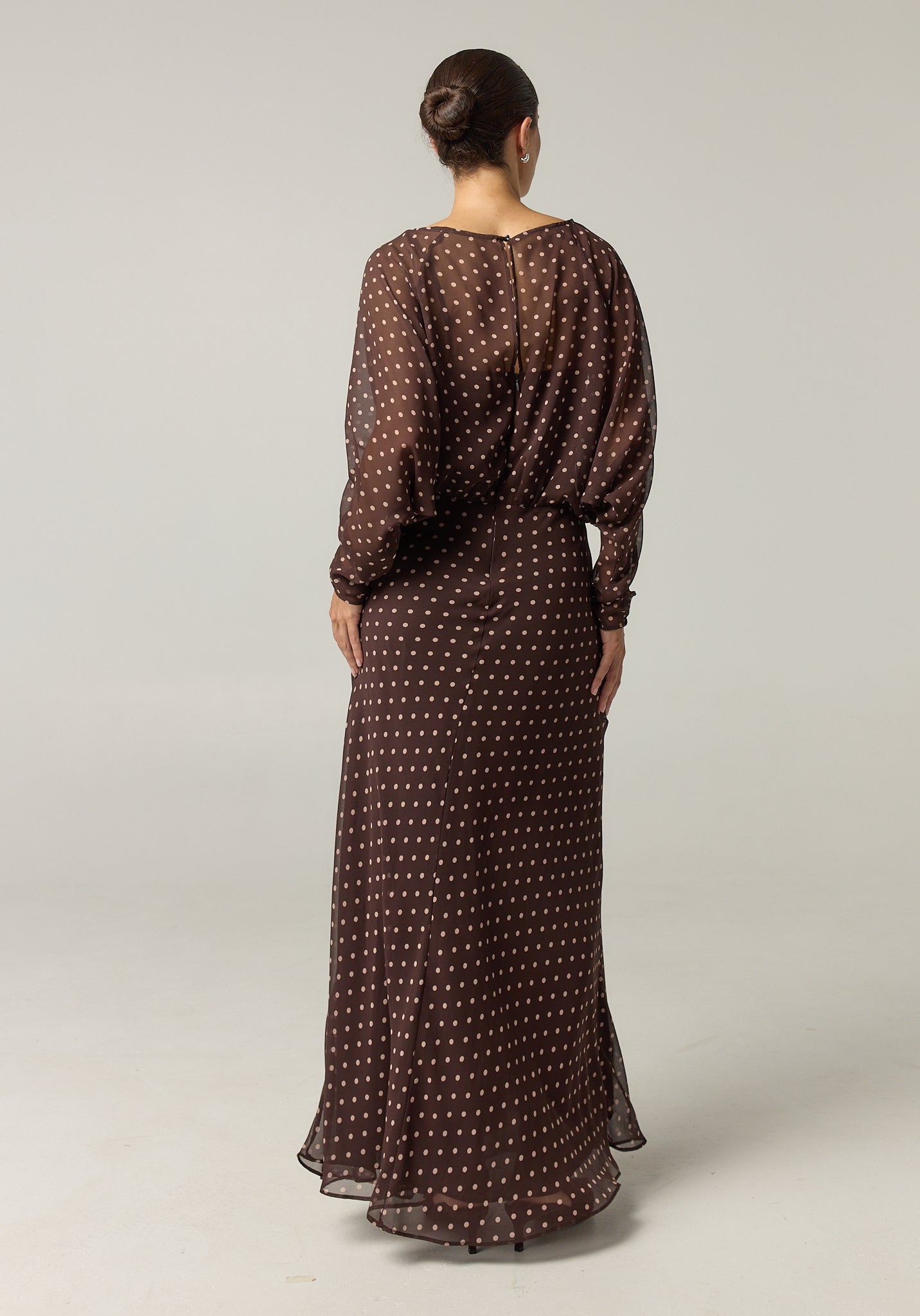 Junie Maxi Dress (Choc Micro Polka)