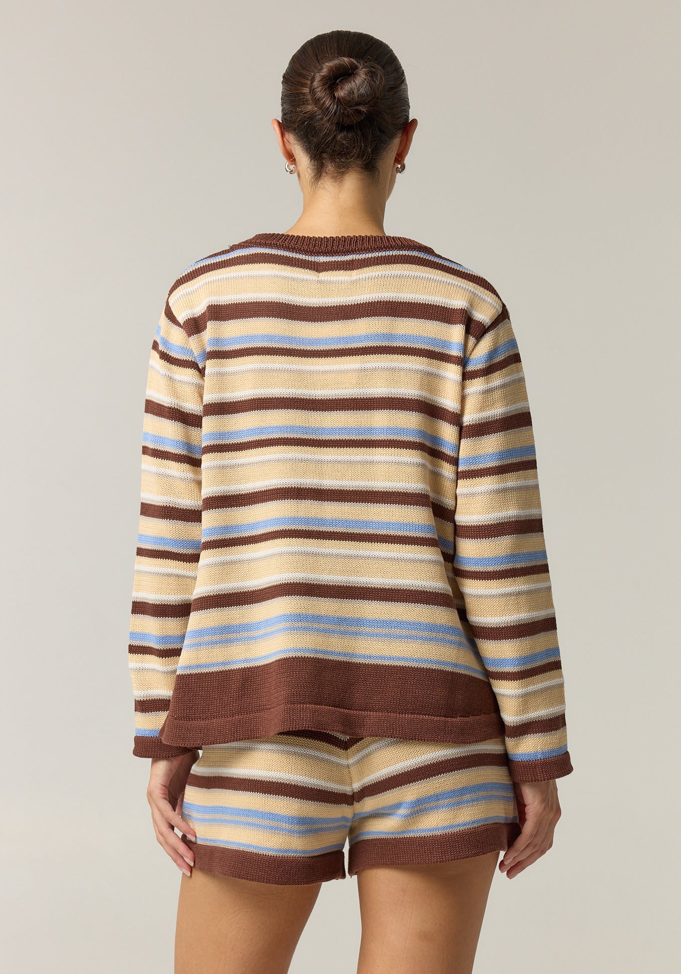 Esme Knit Set (Choc/Beige/Blue Stripe)