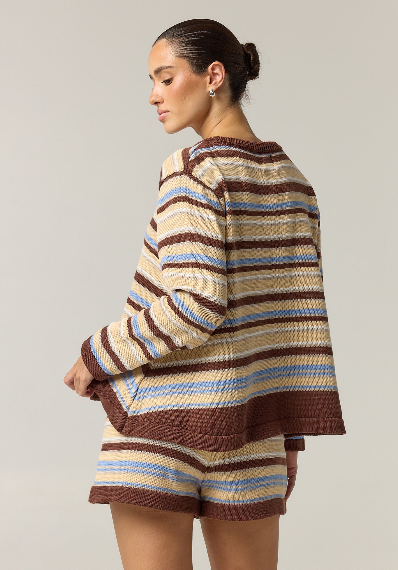 Esme Knit Set (Choc/Beige/Blue Stripe)