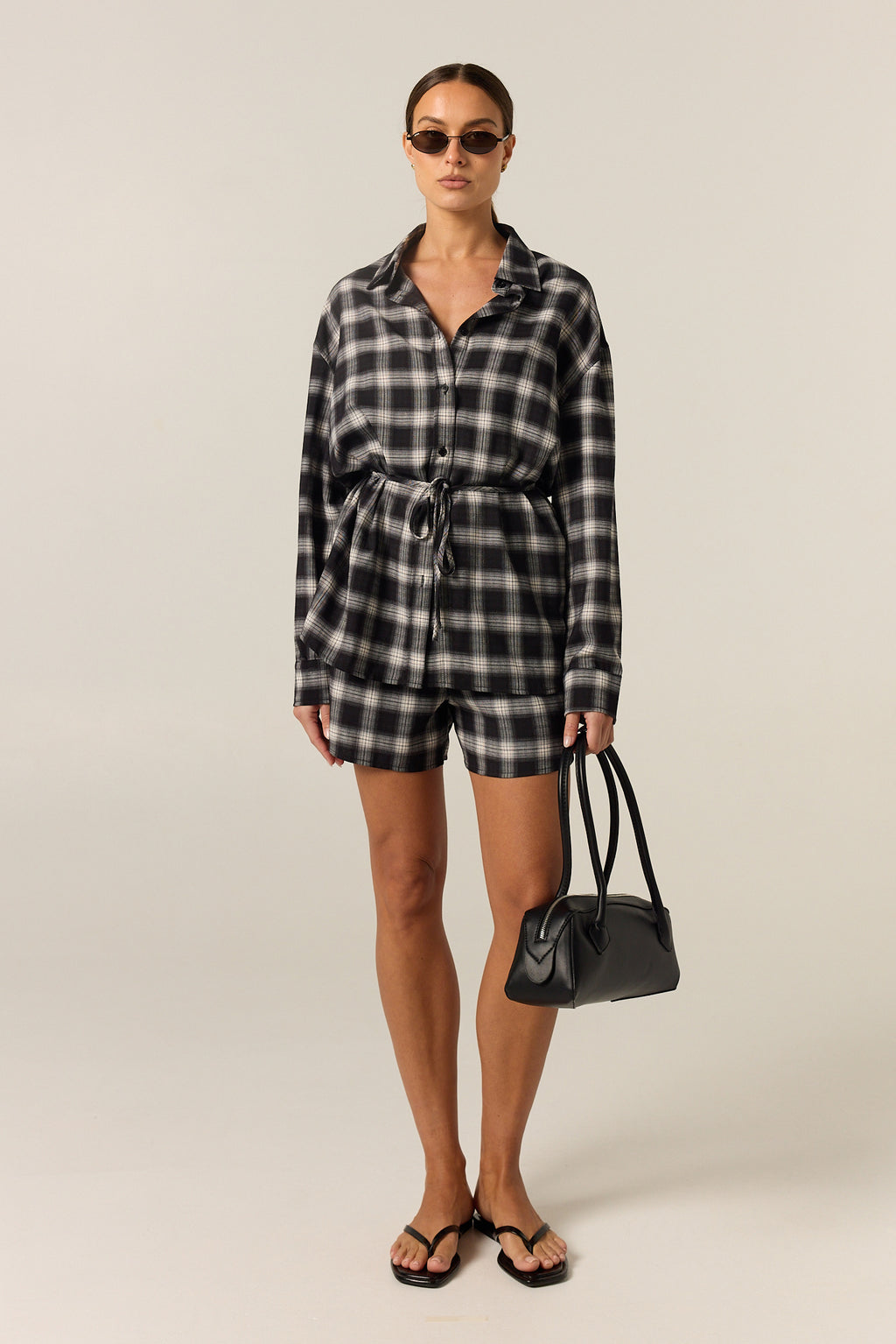 Lainey Short (Black Plaid)