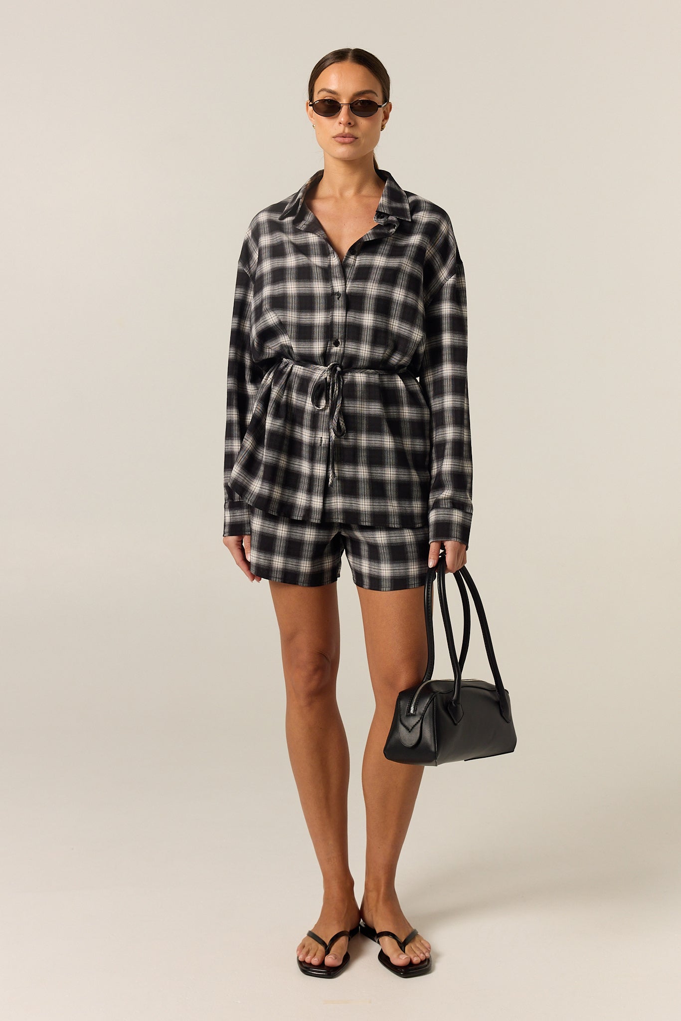 Lainey Shirt (Black Plaid)