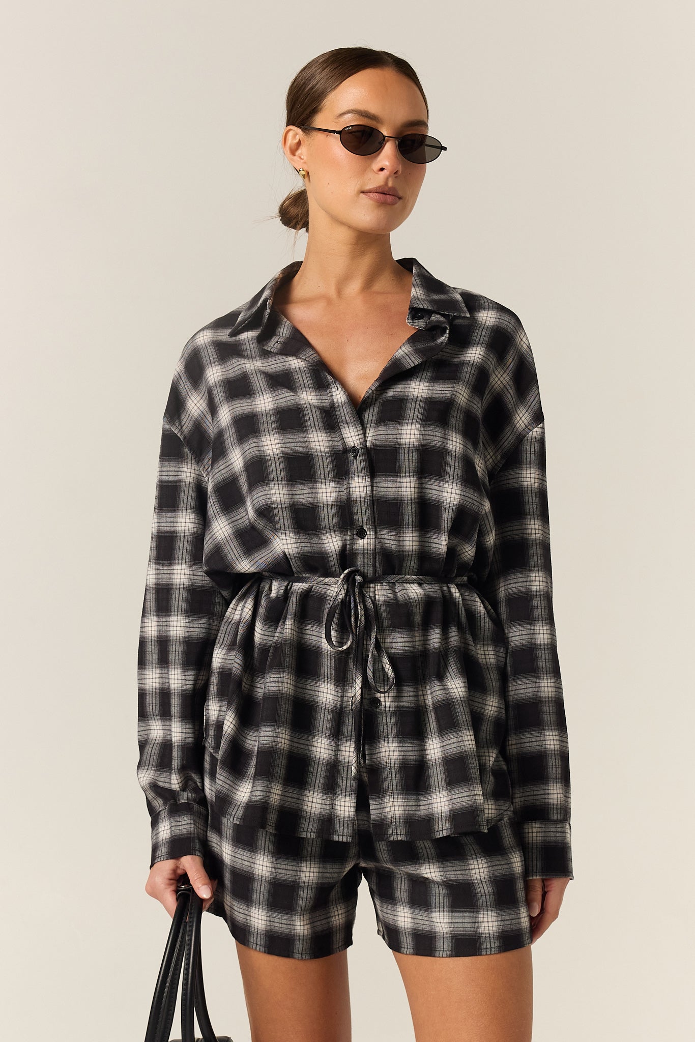 Lainey Shirt (Black Plaid)