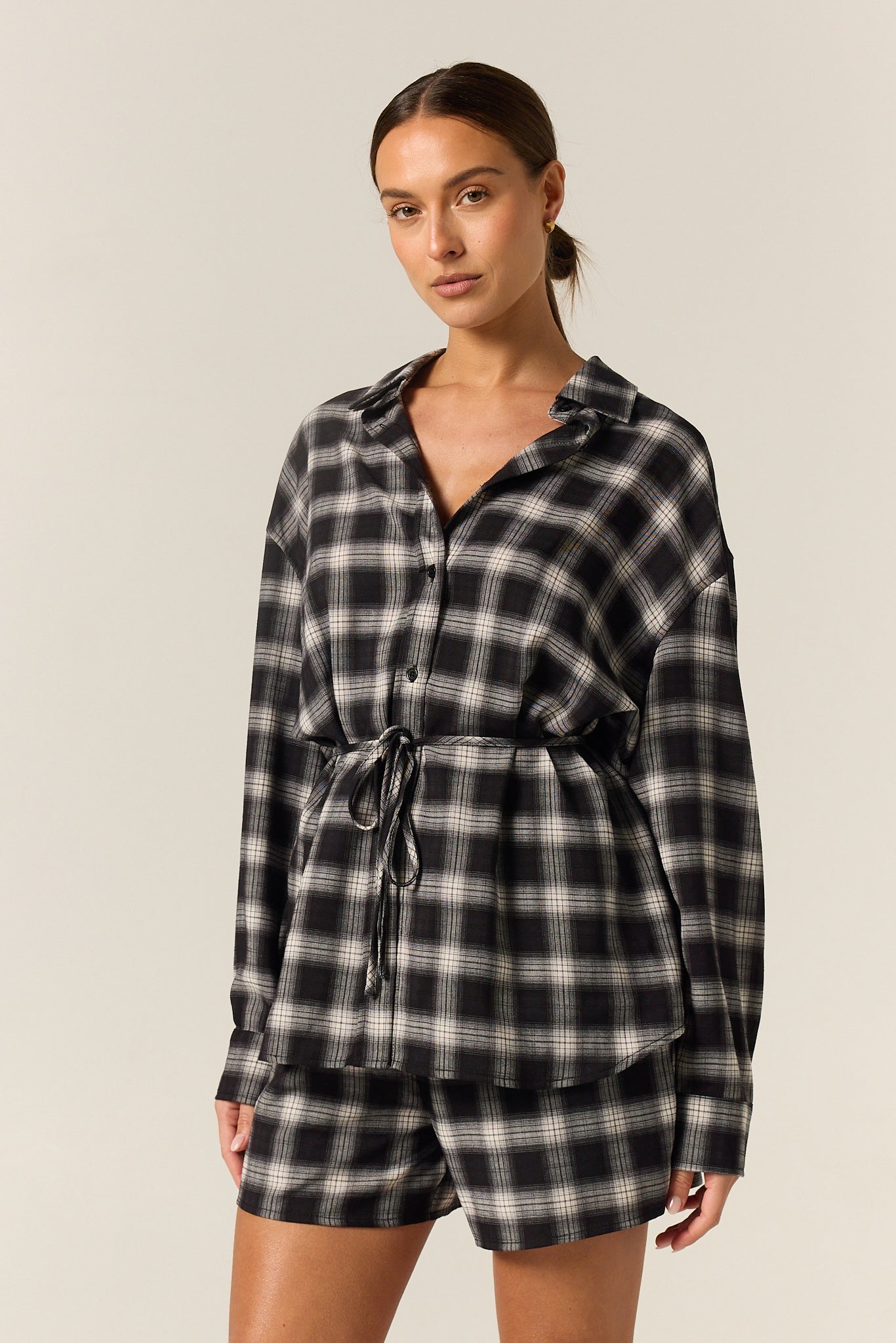 Lainey Shirt (Black Plaid)