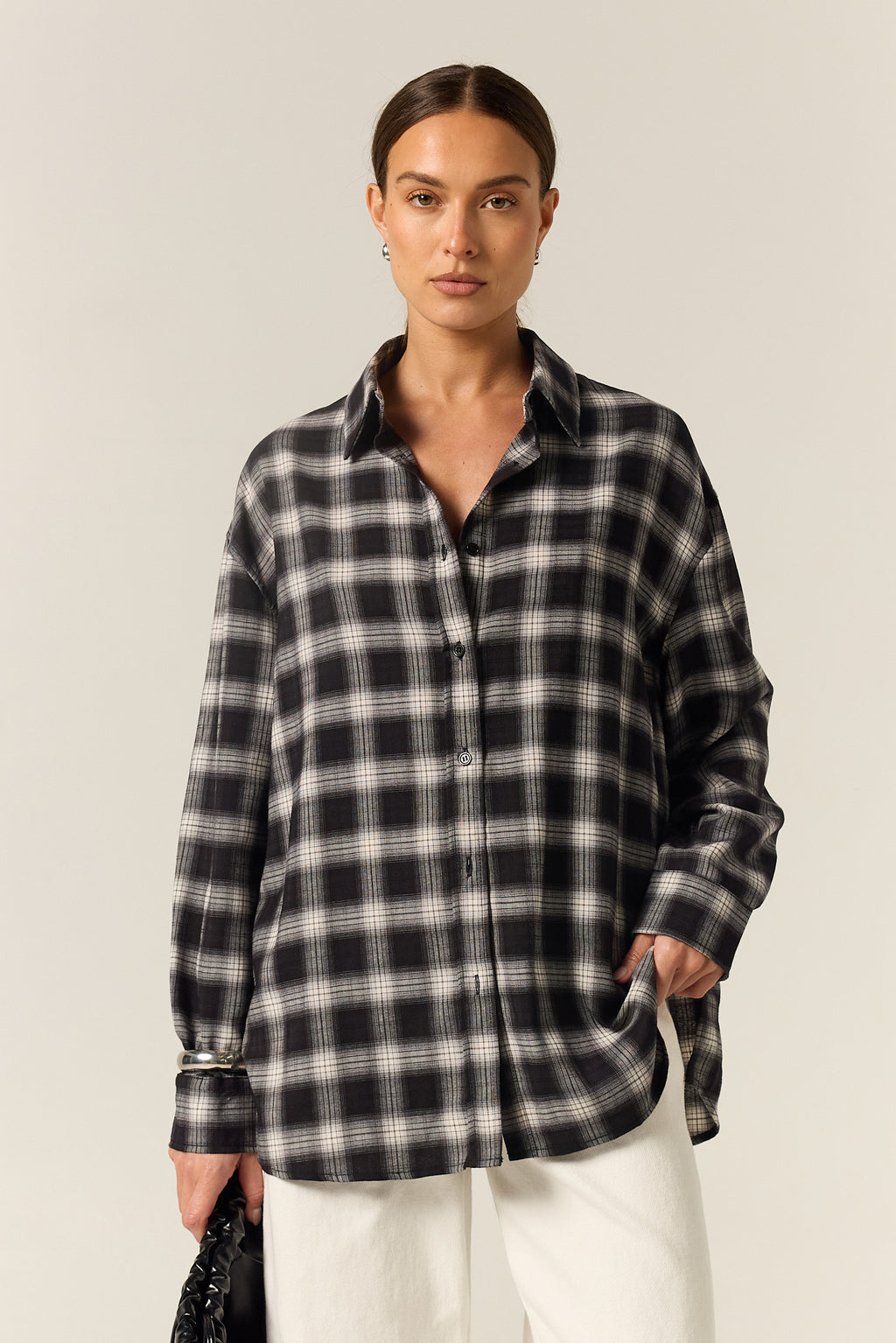 Lainey Shirt (Black Plaid)