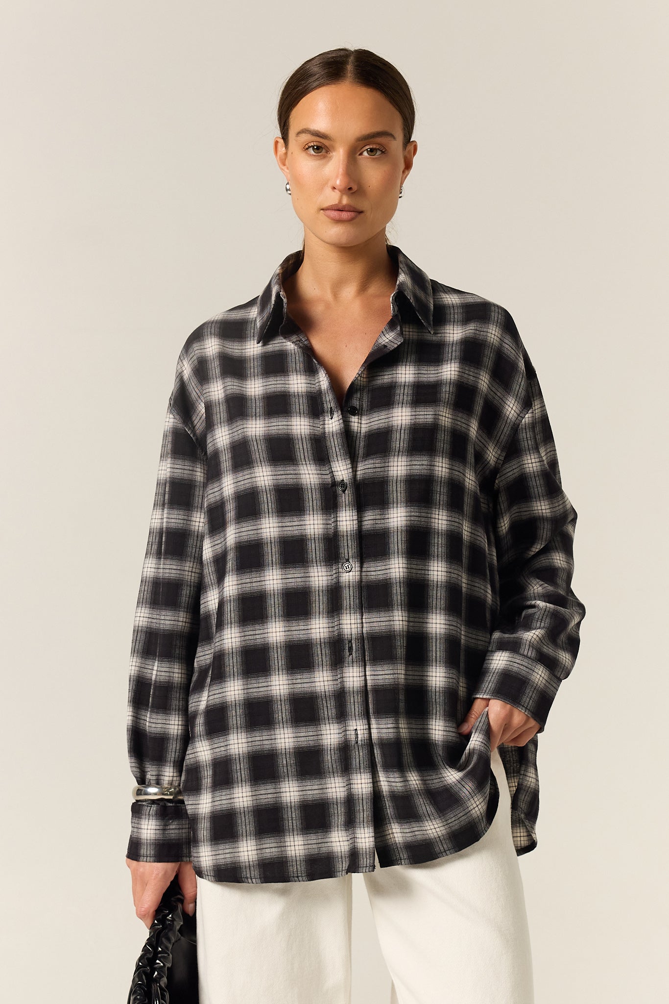Lainey Shirt (Black Plaid)