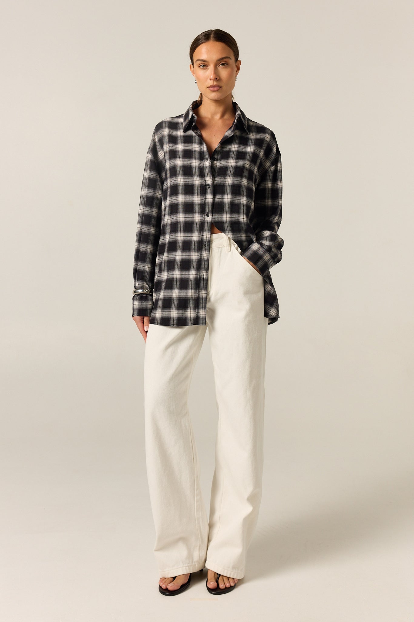 Lainey Shirt (Black Plaid)
