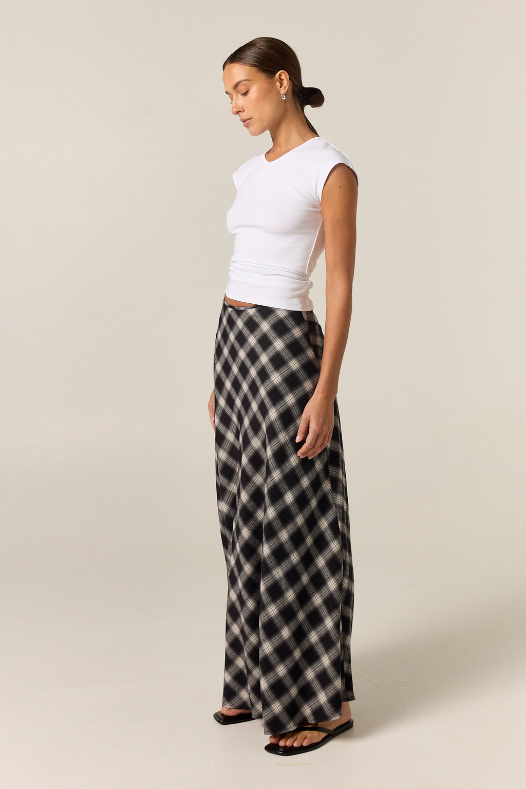 Lainey Midi Skirt (Black Plaid)