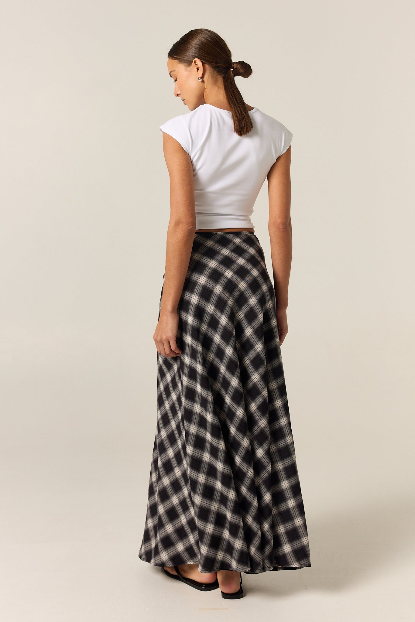 Lainey Midi Skirt (Black Plaid)