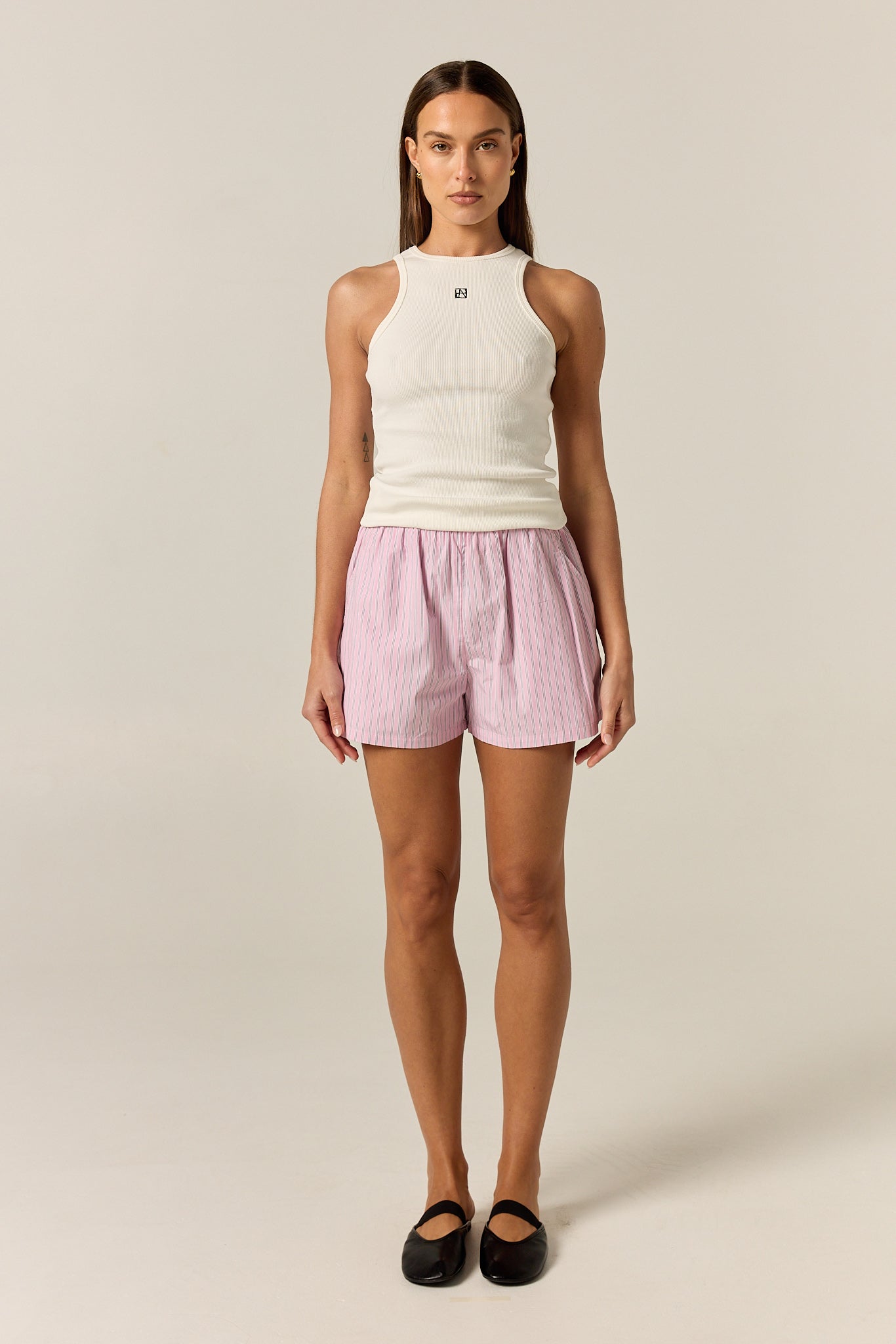 Sarah Micro Short (Pink Pinstripe)