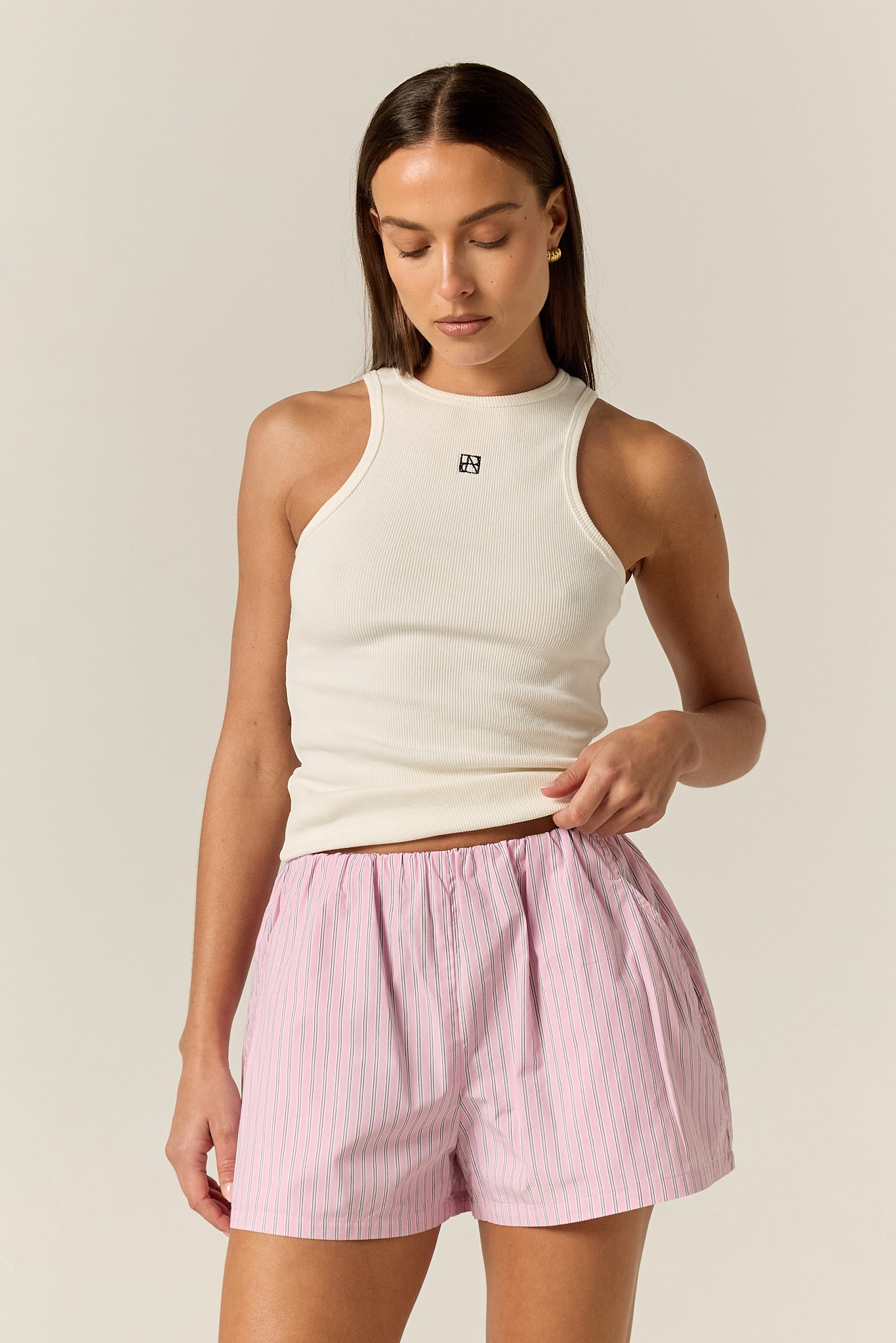 Sarah Micro Short (Pink Pinstripe)