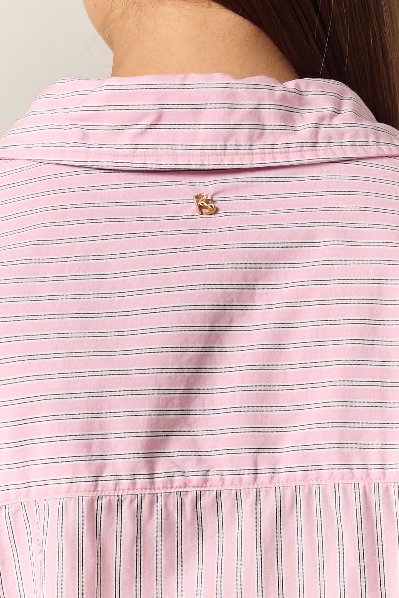 Sarah Cinched Shirt (Pink Pinstripe)