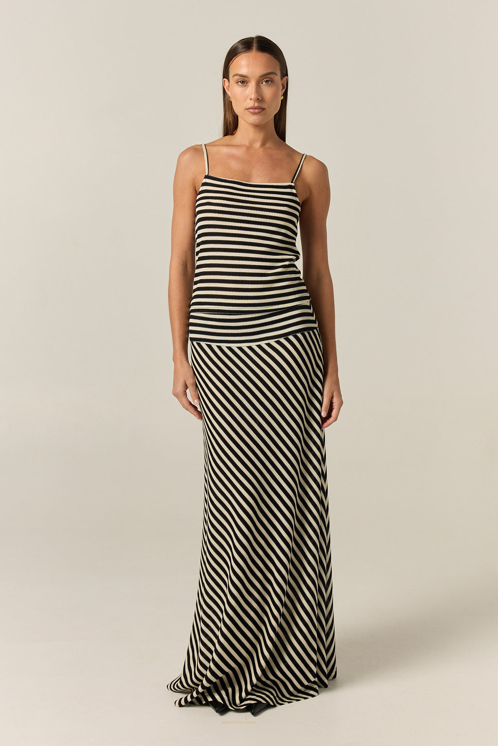 Parker Knit Cami Top (Black/Cream Stripe)