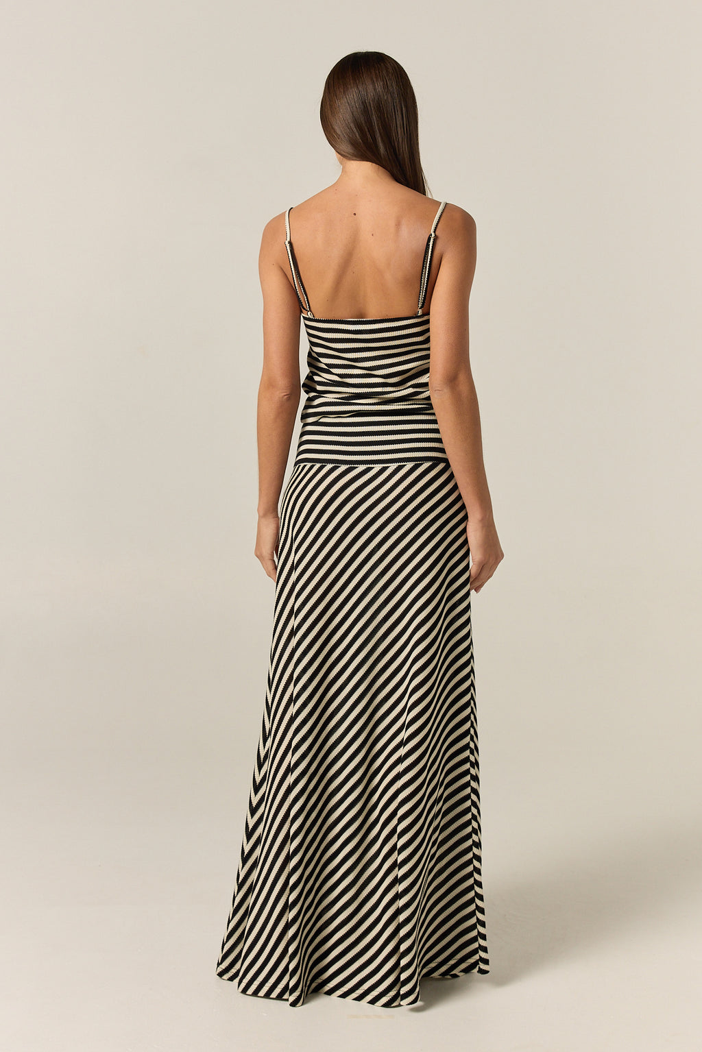 Parker Knit Maxi Skirt (Black/Cream Stripe)