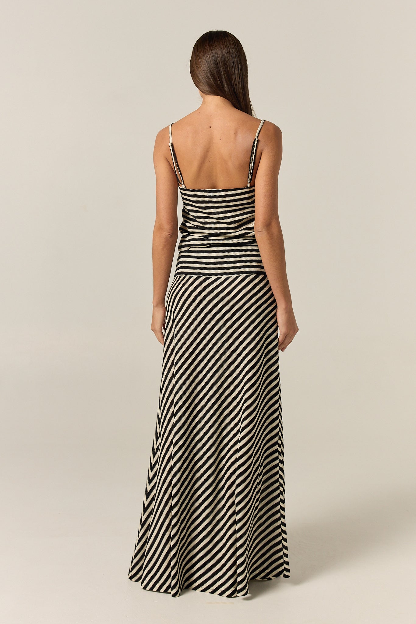 Parker Knit Maxi Skirt (Black/Cream Stripe)