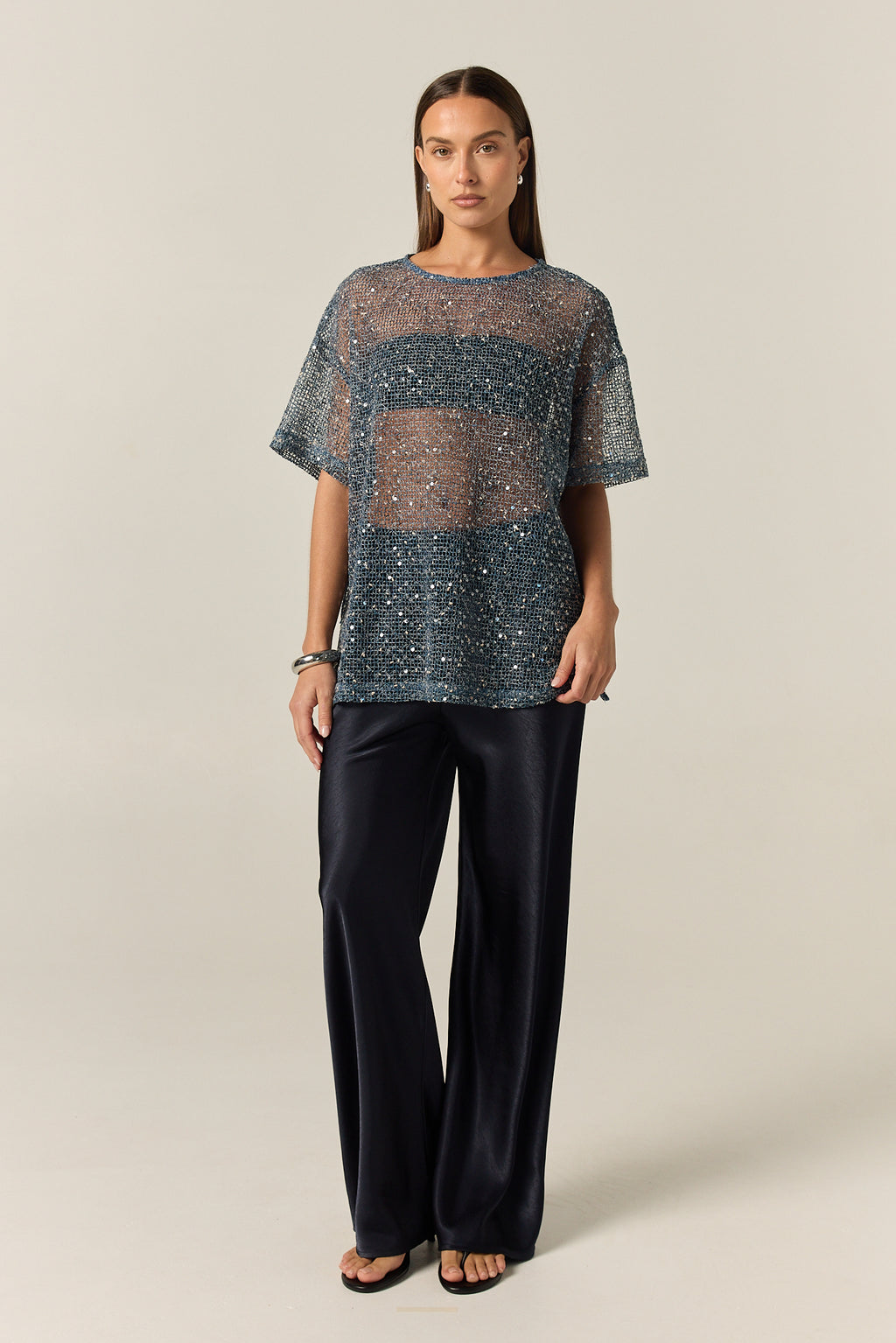 Emery Sequin Tee (Marine)