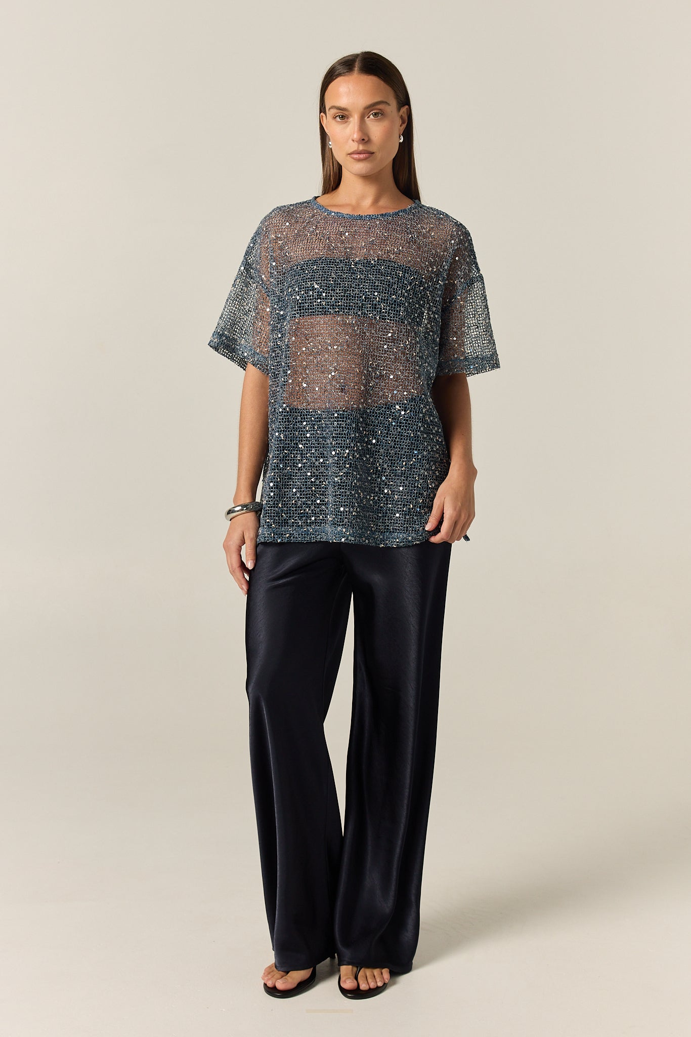 Emery Sequin Tee (Marine)